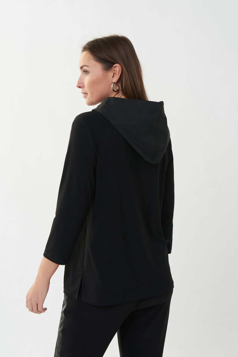 Joseph Ribkoff Black Tunic with Hoodie Style 223193 - Image 4
