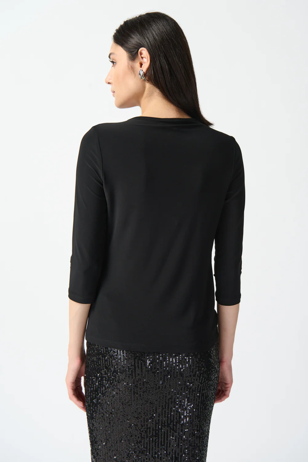 Joseph Ribkoff Black Twist Silky Knit Fitted Top Style 234044 - Image 2