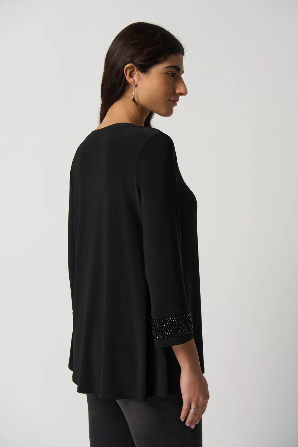 Joseph Ribkoff Black V-Neck Long Sleeve Tunic Style 233079 - Image 3