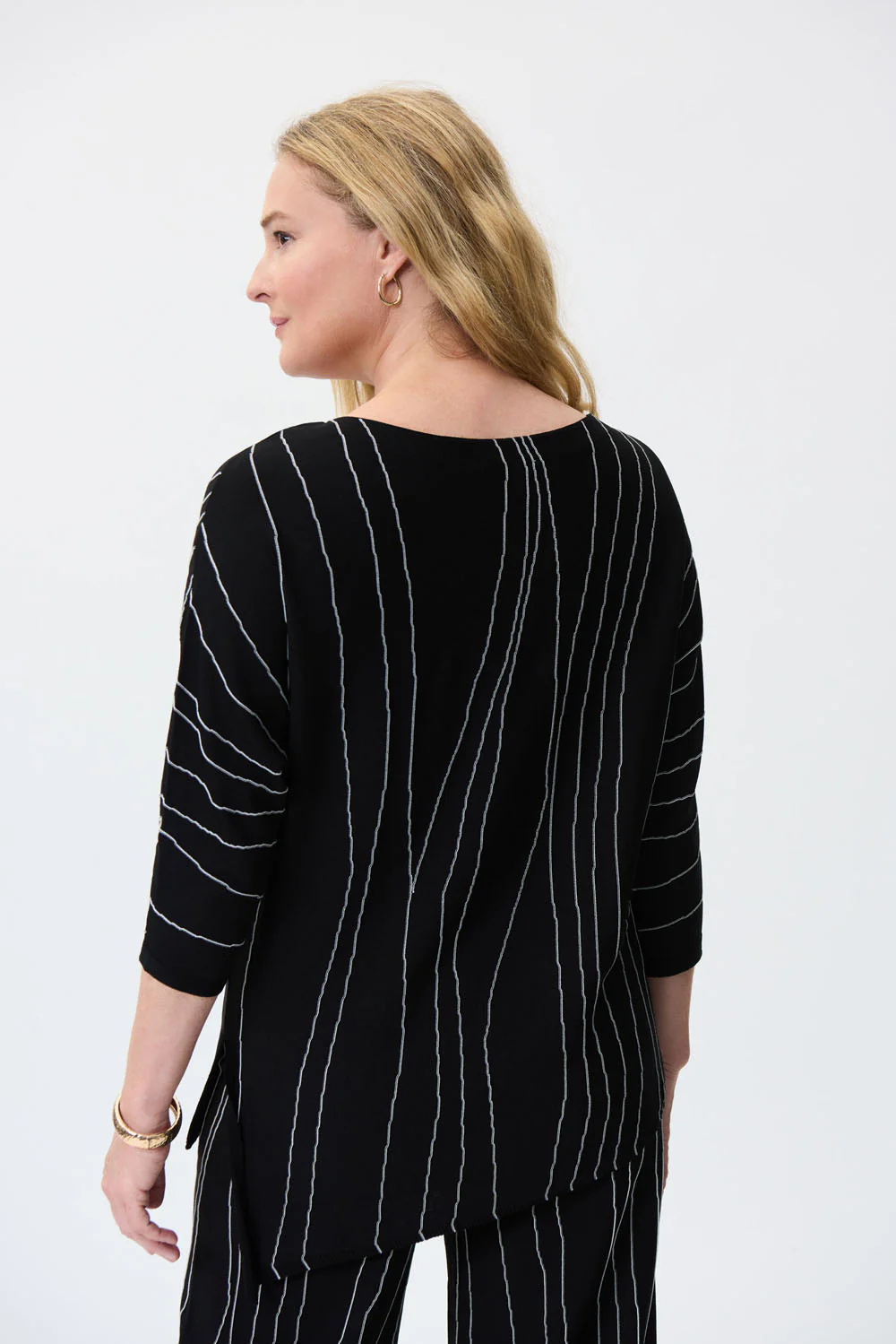 Joseph Ribkoff Black/Vanilla Asymmetrical Abstract Print Tunic Style 231936 - Image 2