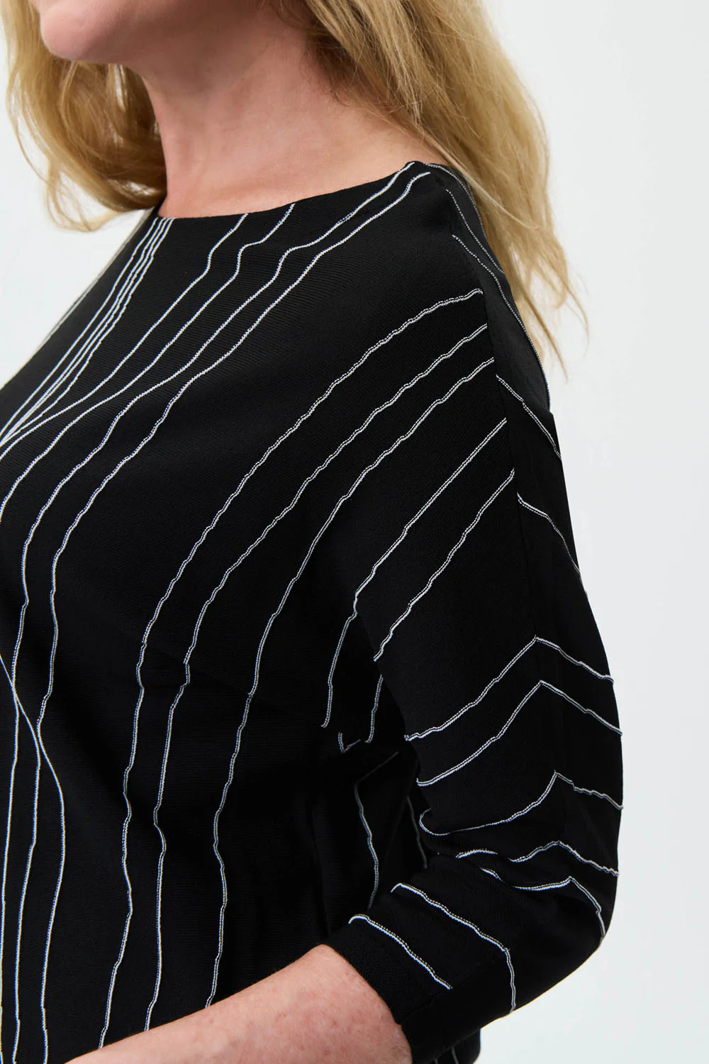 Joseph Ribkoff Black/Vanilla Asymmetrical Abstract Print Tunic Style 231936 - Image 3