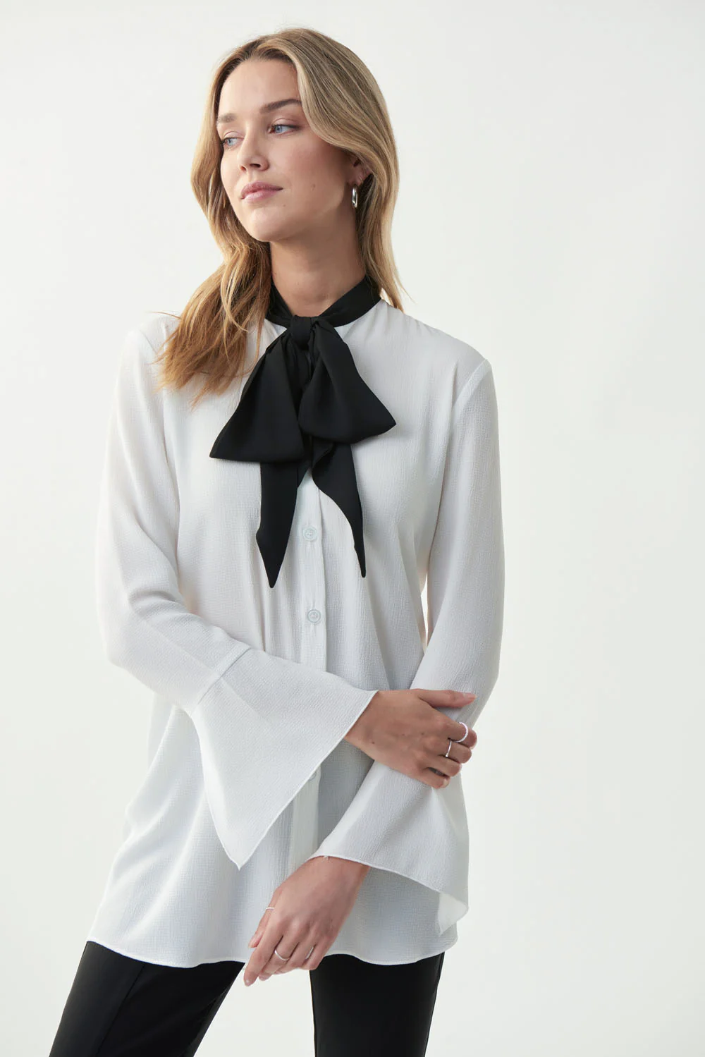 Joseph Ribkoff Black/Vanilla Blouse Style 221094 - Image 2