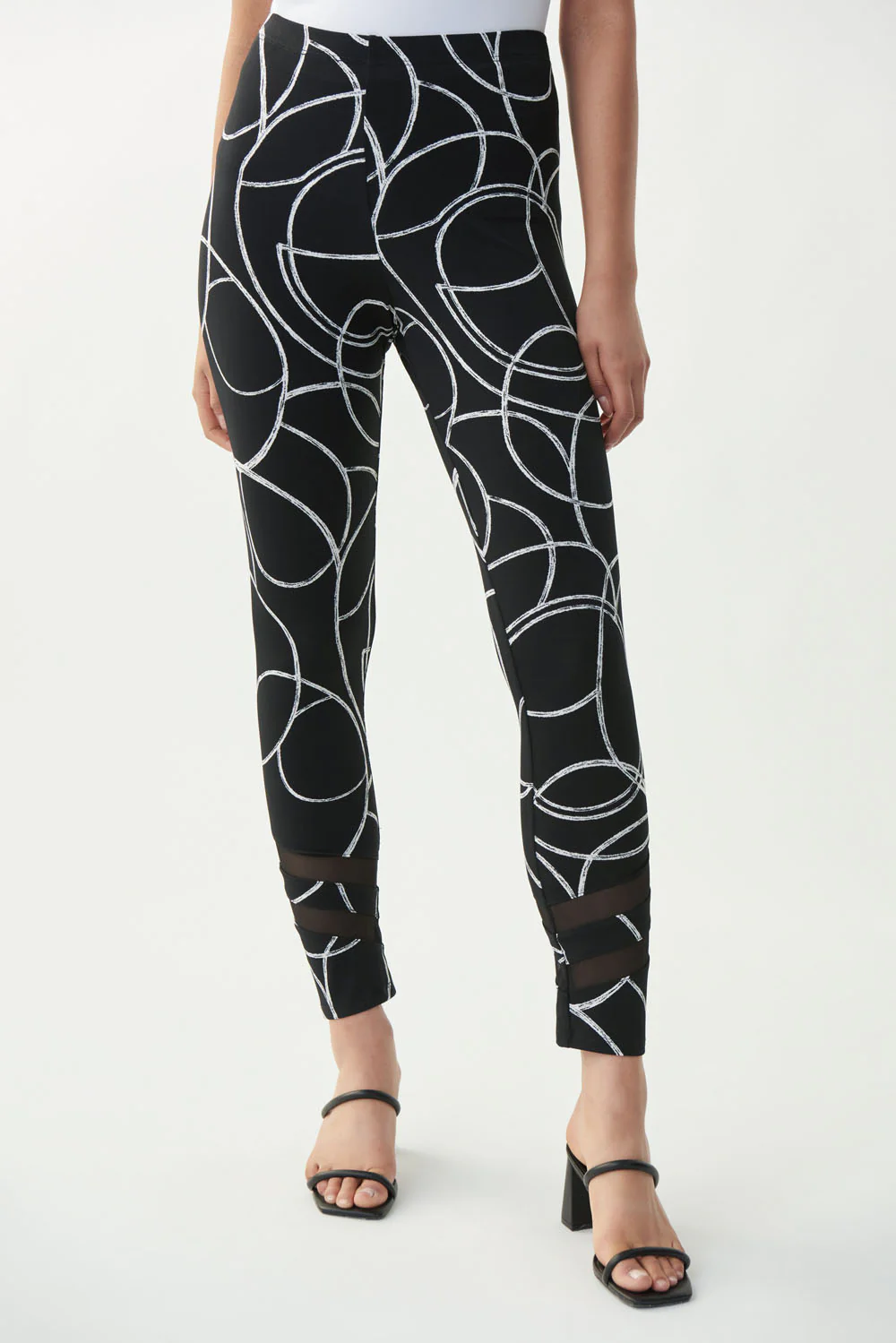Joseph Ribkoff Black/Vanilla Circle Print Legging Style 221213