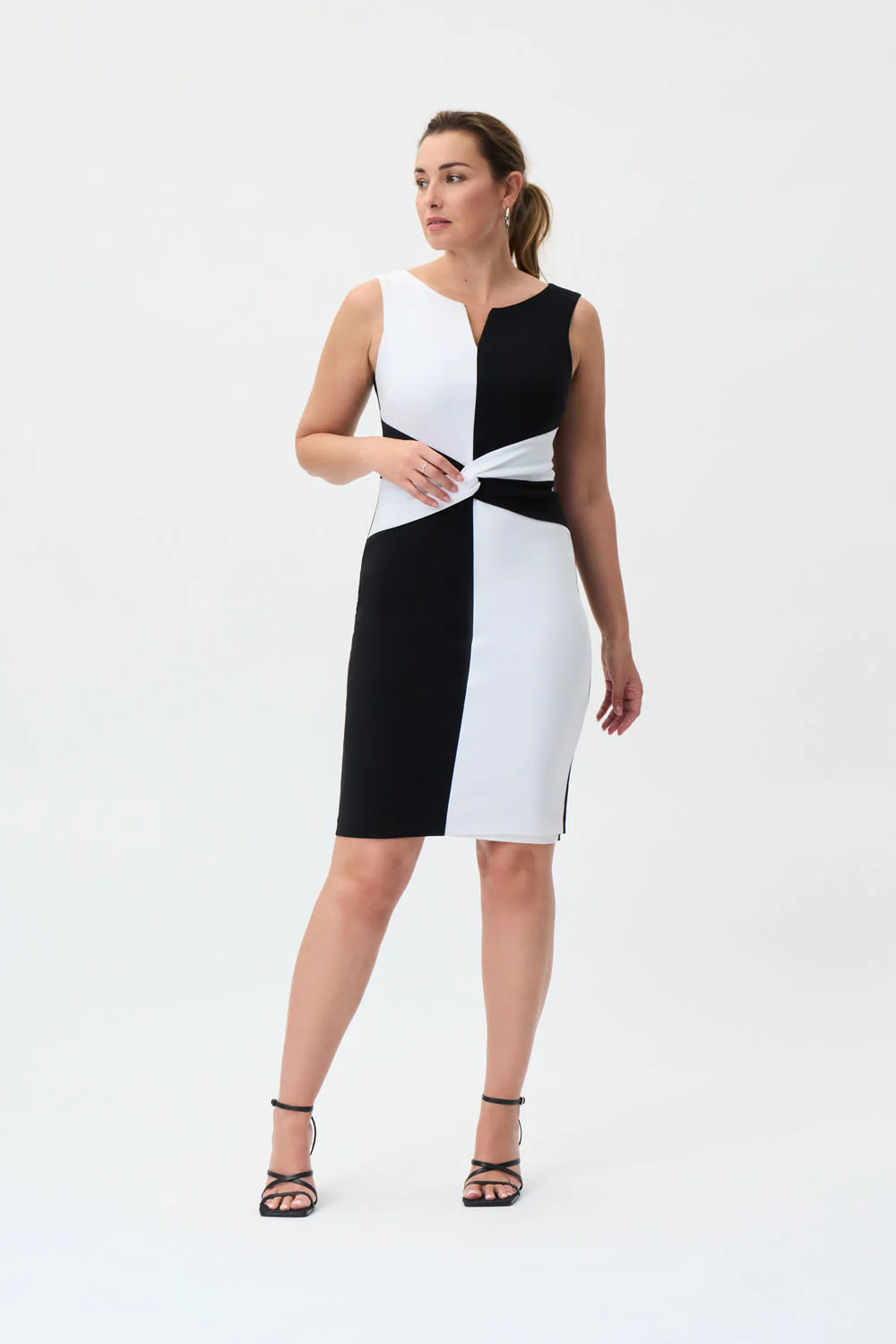 Joseph Ribkoff Black/Vanilla Color-Blocked Dress Style 231103 - Image 4