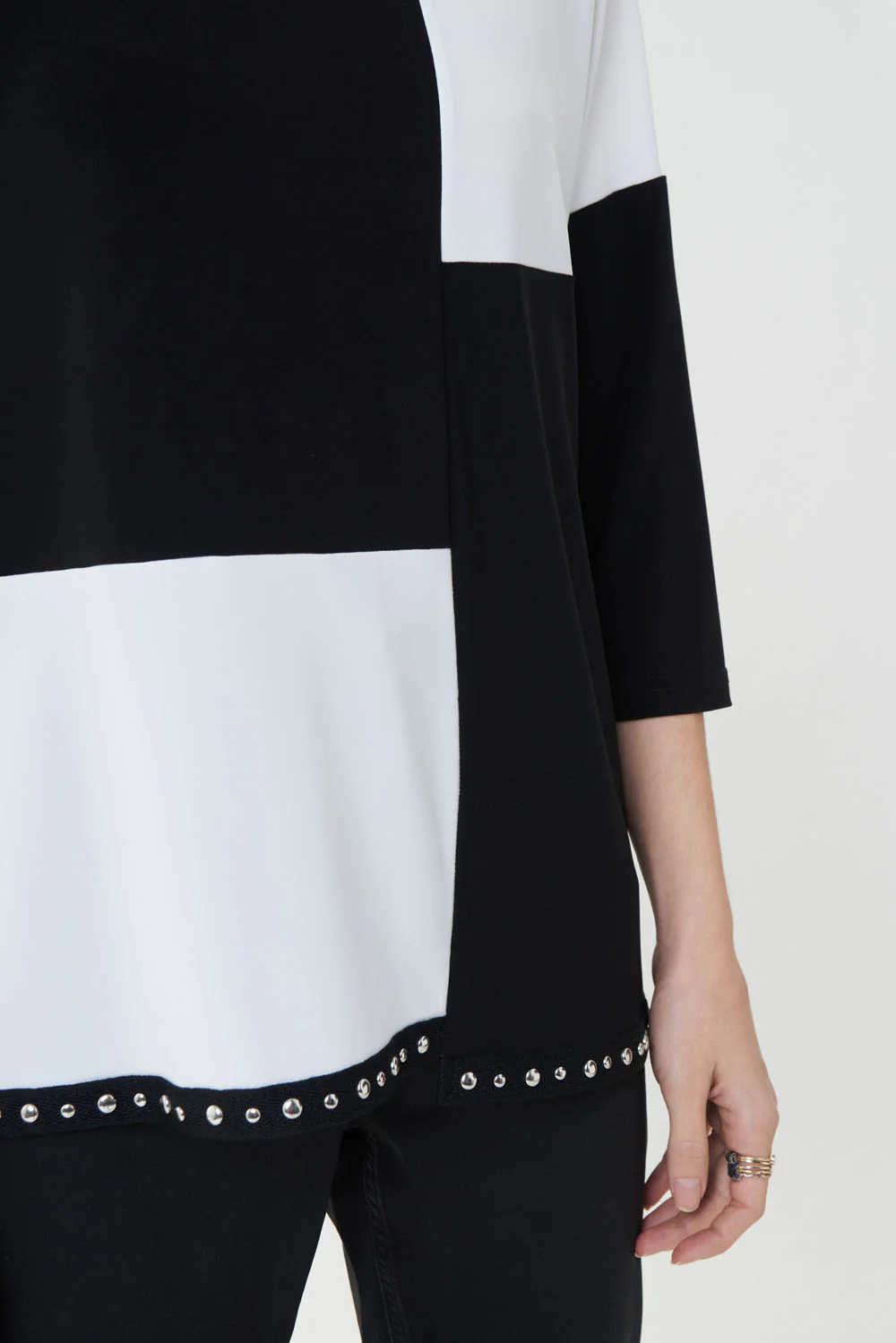 Joseph Ribkoff Black/Vanilla Color-blocked Top Style 223269 - Image 2