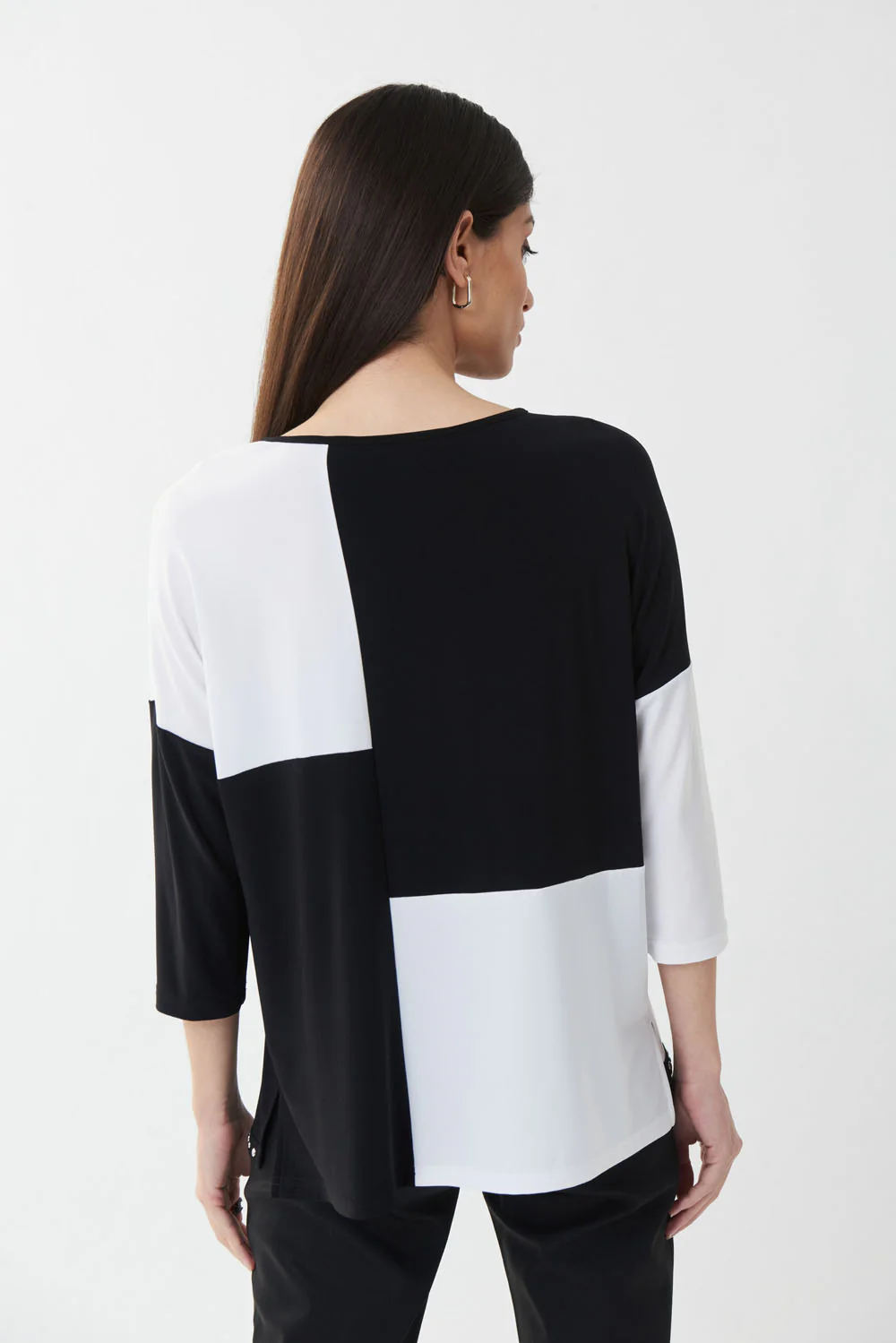 Joseph Ribkoff Black/Vanilla Color-blocked Top Style 223269 - Image 3
