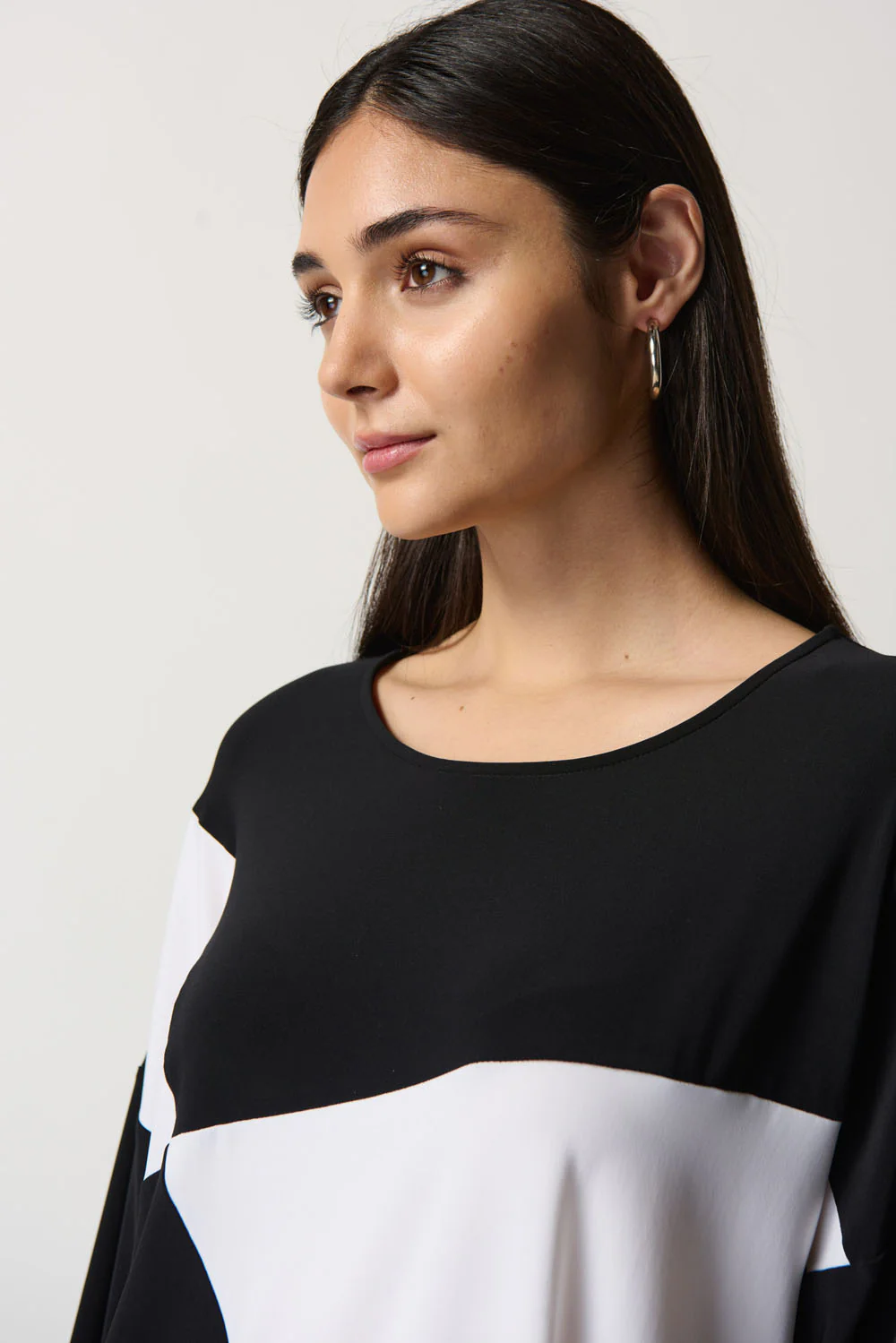 Joseph Ribkoff Black/Vanilla Colour-Block Tunic Style 233078 - Image 2
