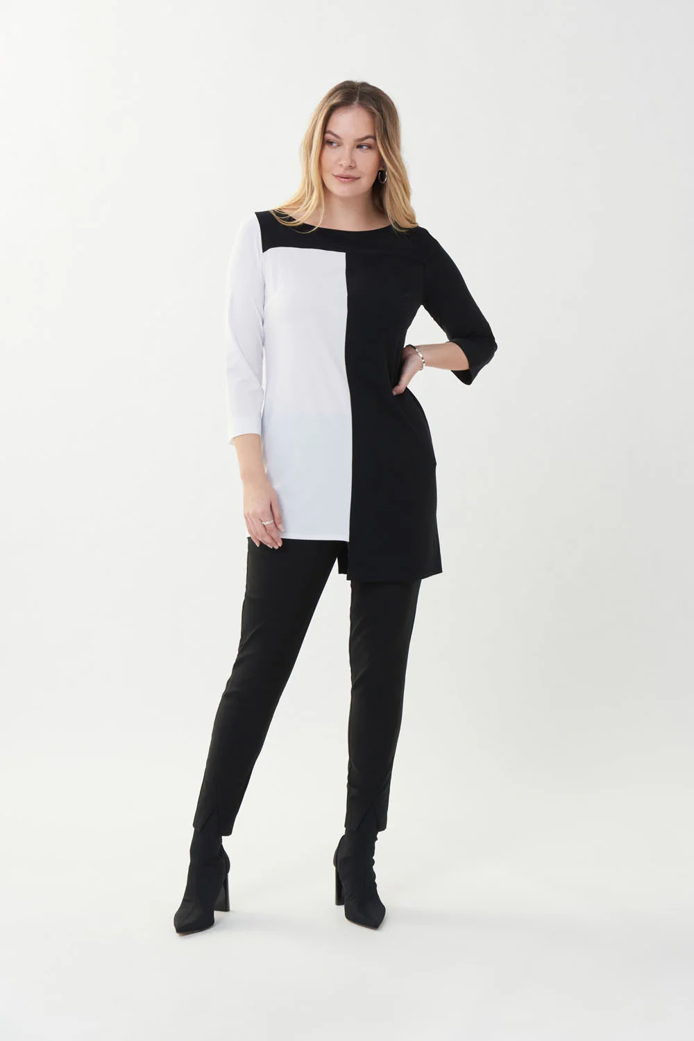 Joseph Ribkoff Black/Vanilla Colour-Blocked Tunic Style 223072