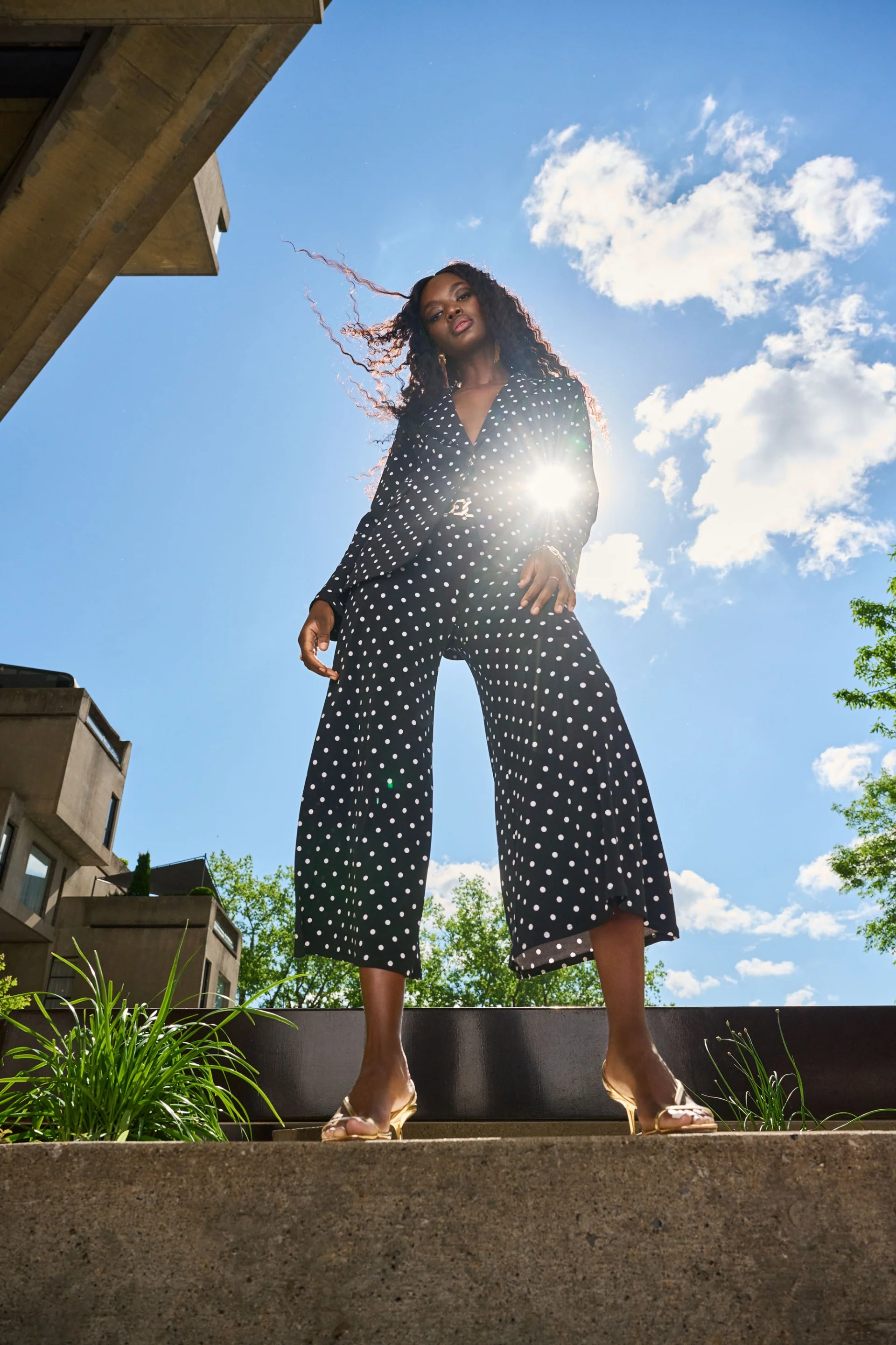 Joseph Ribkoff Black/Vanilla Dot Print Pull-On Culotte Pants Style 251040 - Image 6