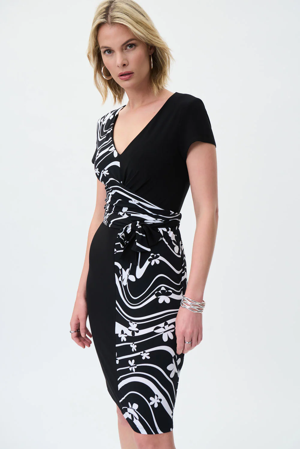 Joseph Ribkoff Black/Vanilla Dress Style 231044 - Image 2