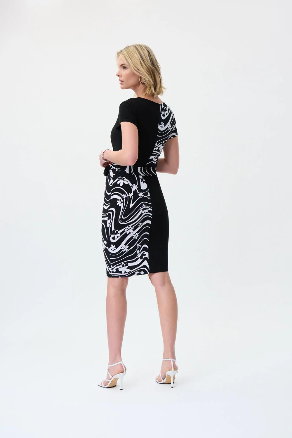 Joseph Ribkoff Black/Vanilla Dress Style 231044 - Image 4
