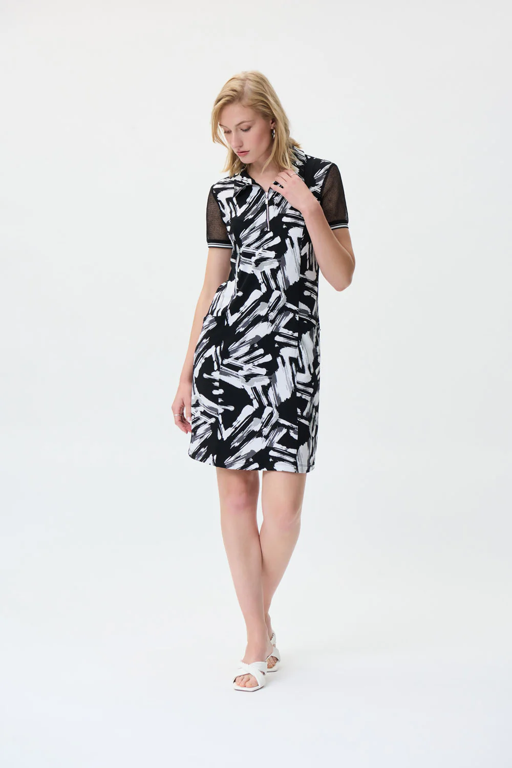 Joseph Ribkoff Black/Vanilla Dress Style 231150 - Image 3