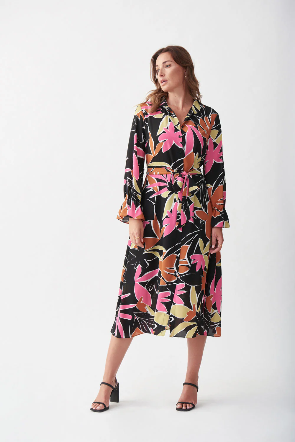 Joseph Ribkoff Black/Vanilla Floral Print Dress Style 221271 - Image 2