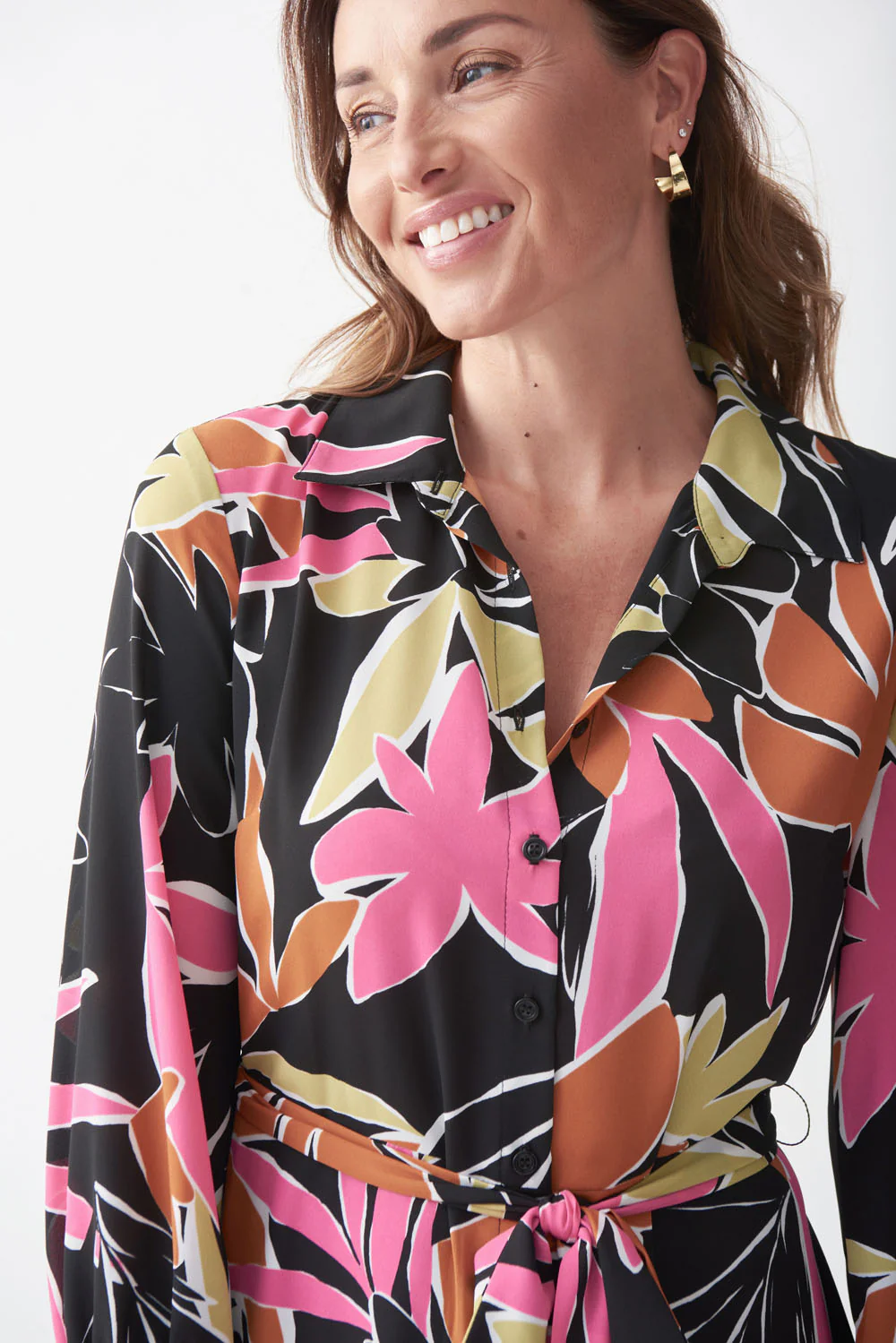 Joseph Ribkoff Black/Vanilla Floral Print Dress Style 221271 - Image 4
