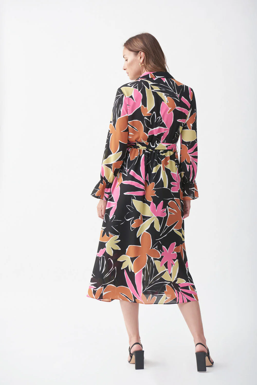 Joseph Ribkoff Black/Vanilla Floral Print Dress Style 221271 - Image 5