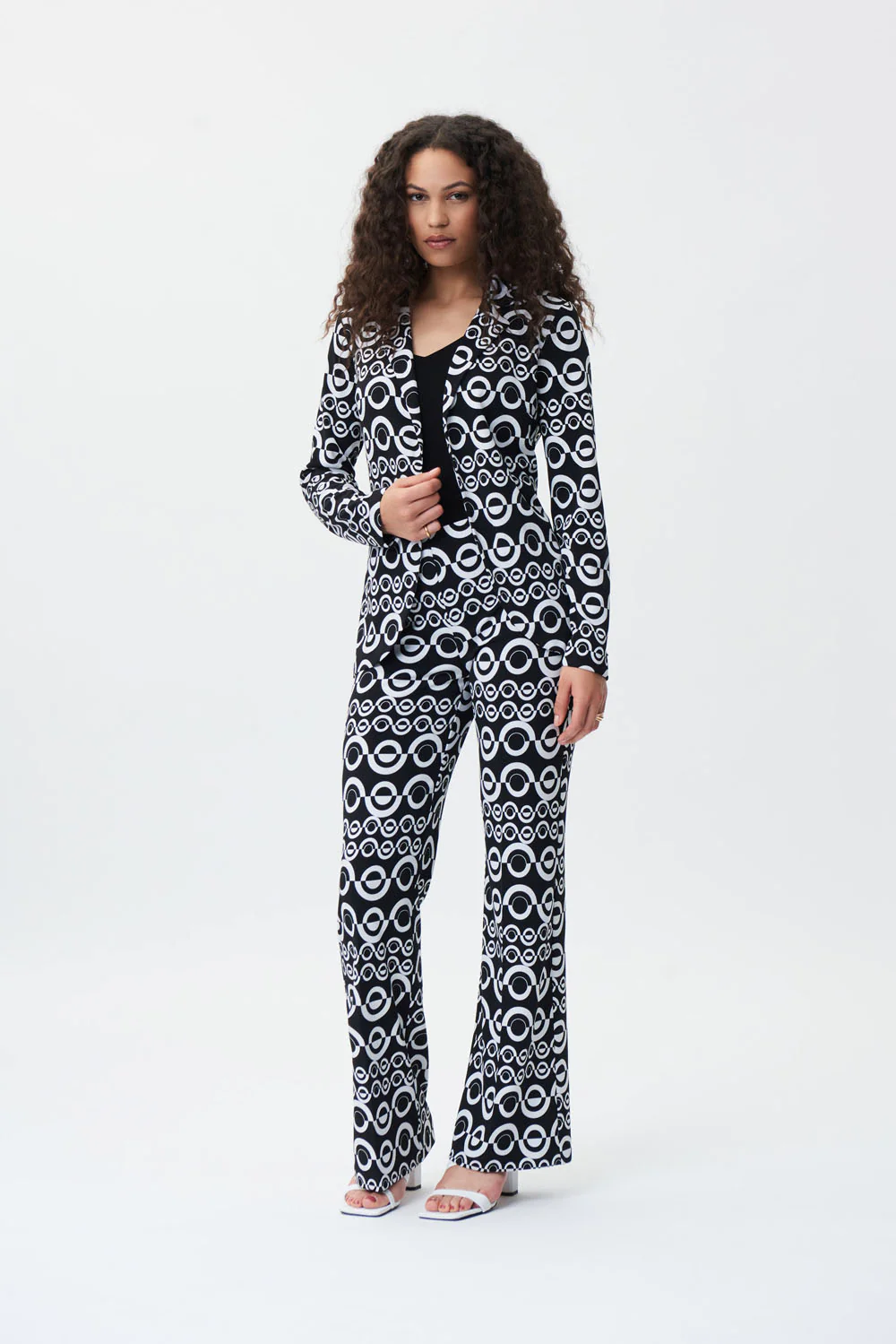 Joseph Ribkoff Black/Vanilla Geometric Print Blazer Style 231087 - Image 4