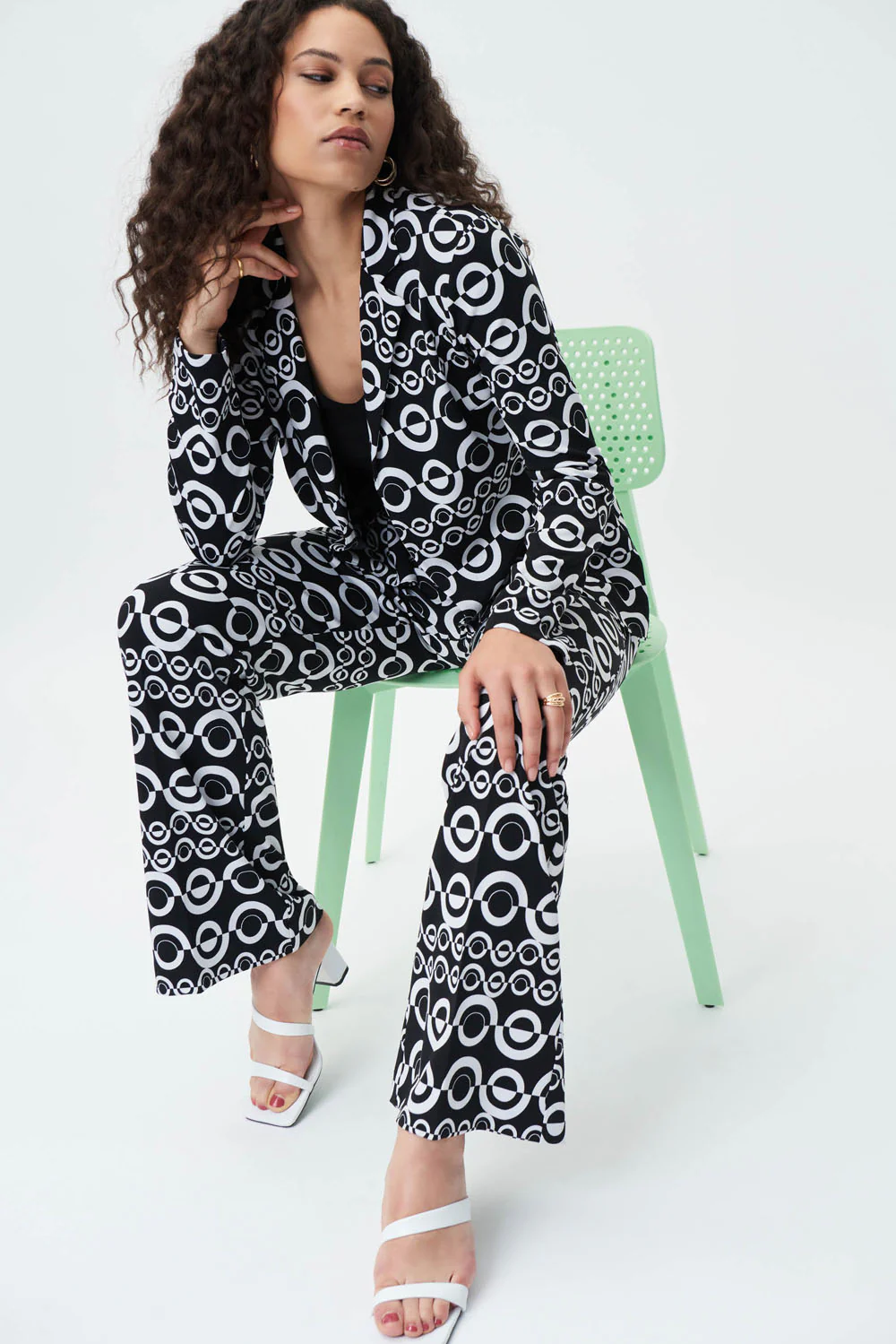 Joseph Ribkoff Black/Vanilla Geometric Print Blazer Style 231087 - Image 5