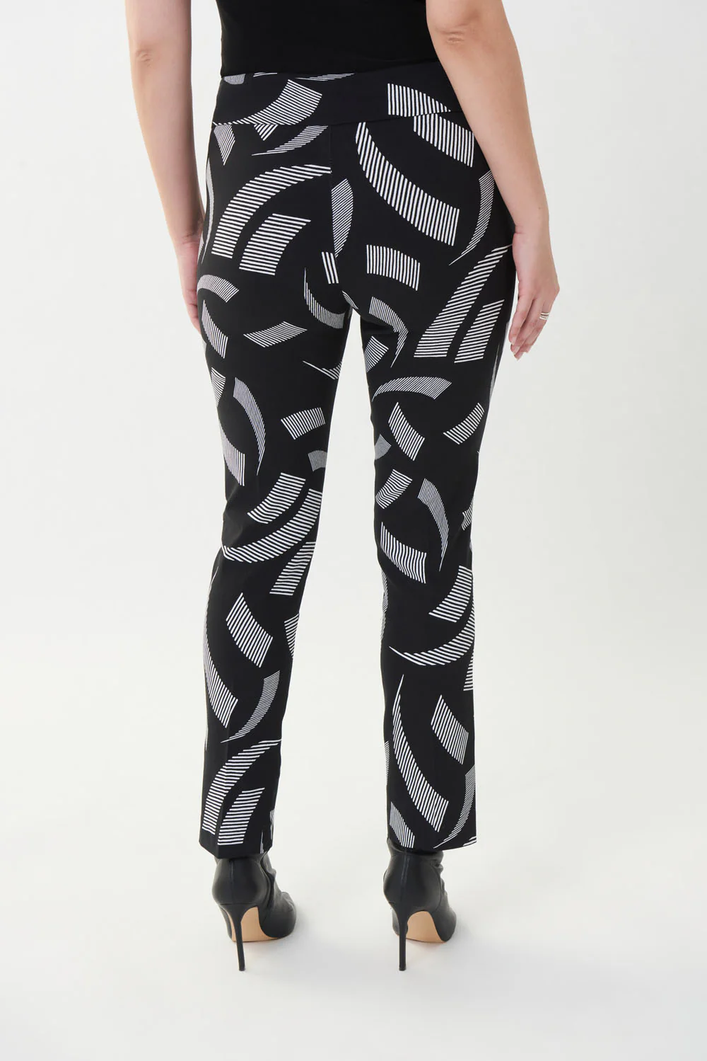 Joseph Ribkoff Black/Vanilla Geometric Striped Printed Pants Style 223278 - Image 3