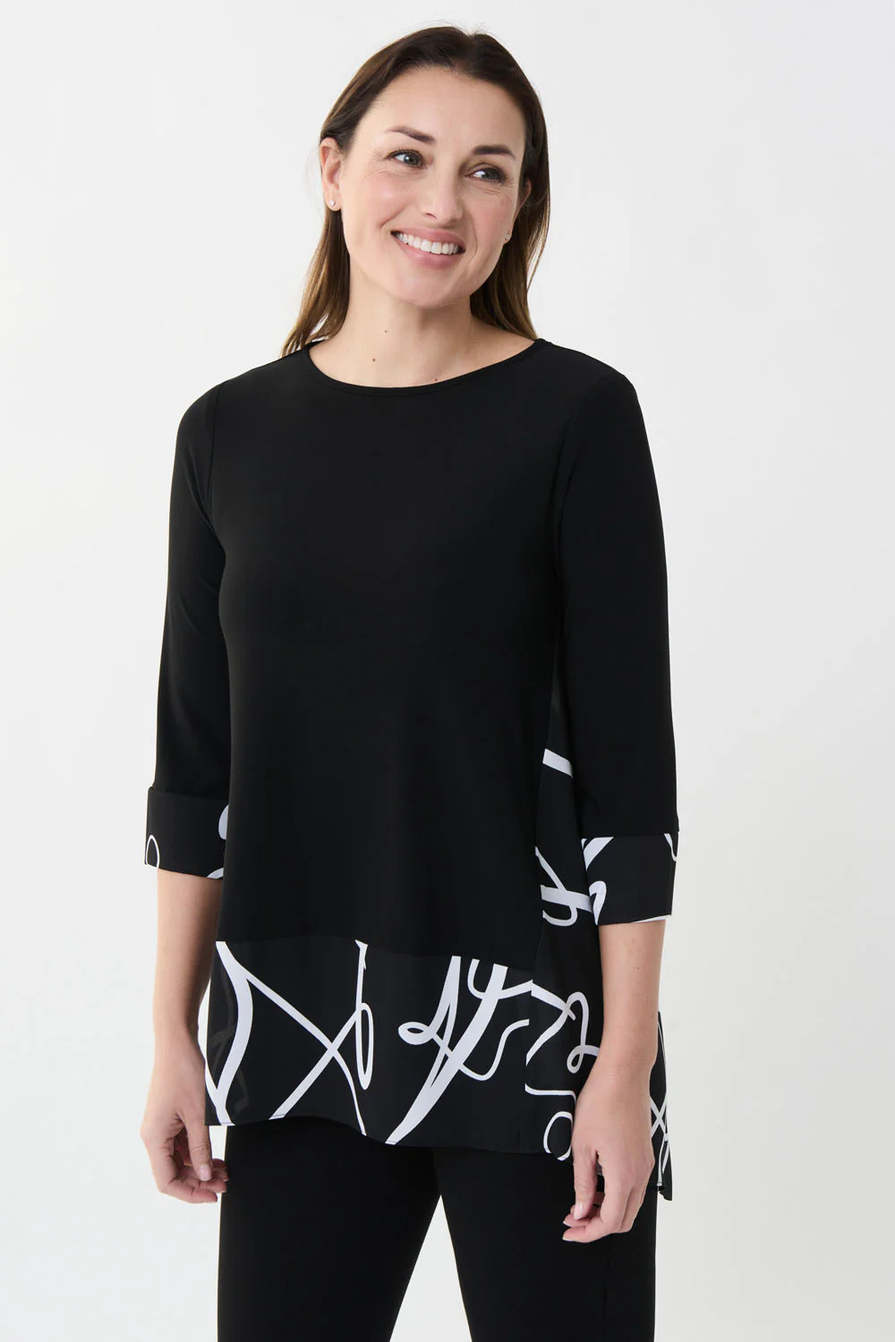 Joseph Ribkoff Black/Vanilla Graphic Print Tunic Style 223312