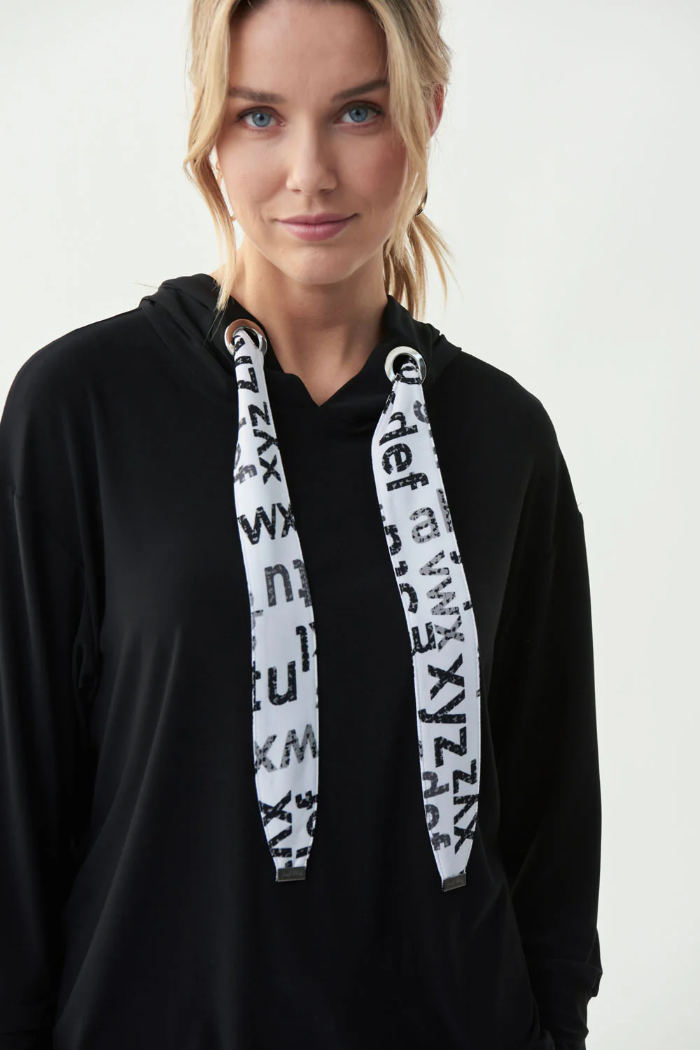 Joseph Ribkoff Black/Vanilla/Grey Sweatshirt Style 221024 - Image 2