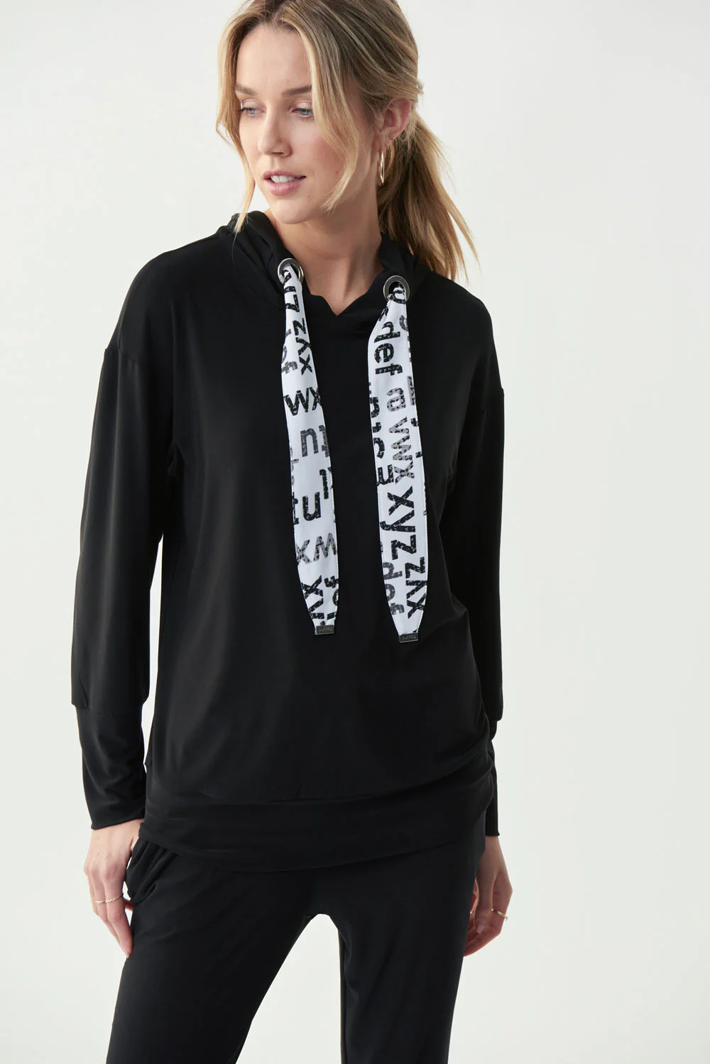 Joseph Ribkoff Black/Vanilla/Grey Sweatshirt Style 221024 - Image 3