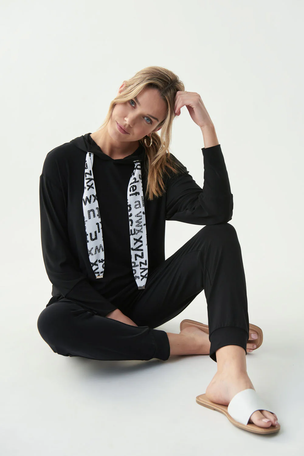 Joseph Ribkoff Black/Vanilla/Grey Sweatshirt Style 221024 - Image 4
