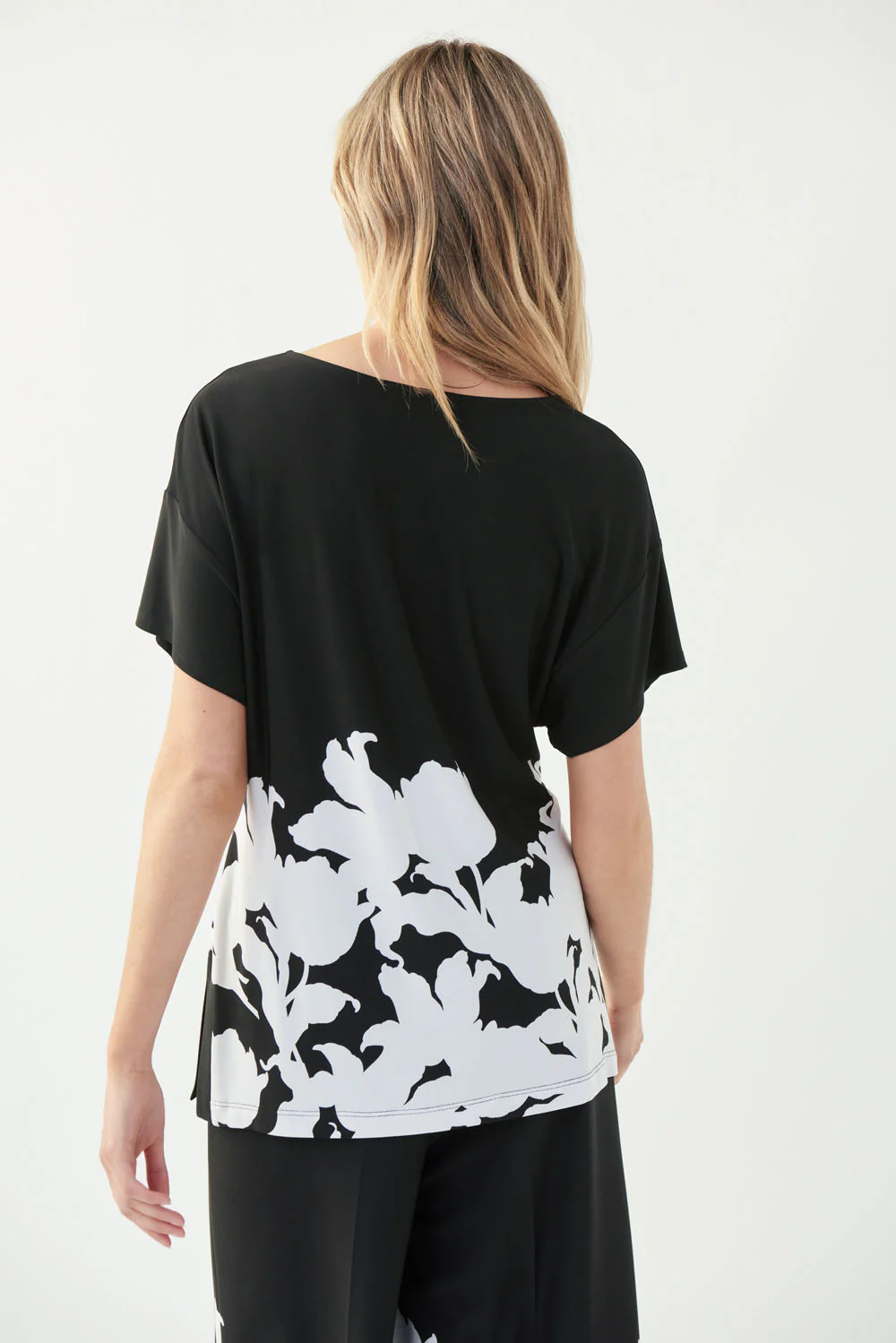 Joseph Ribkoff Black/Vanilla Keyhole Neck Top Style 221366 - Image 5