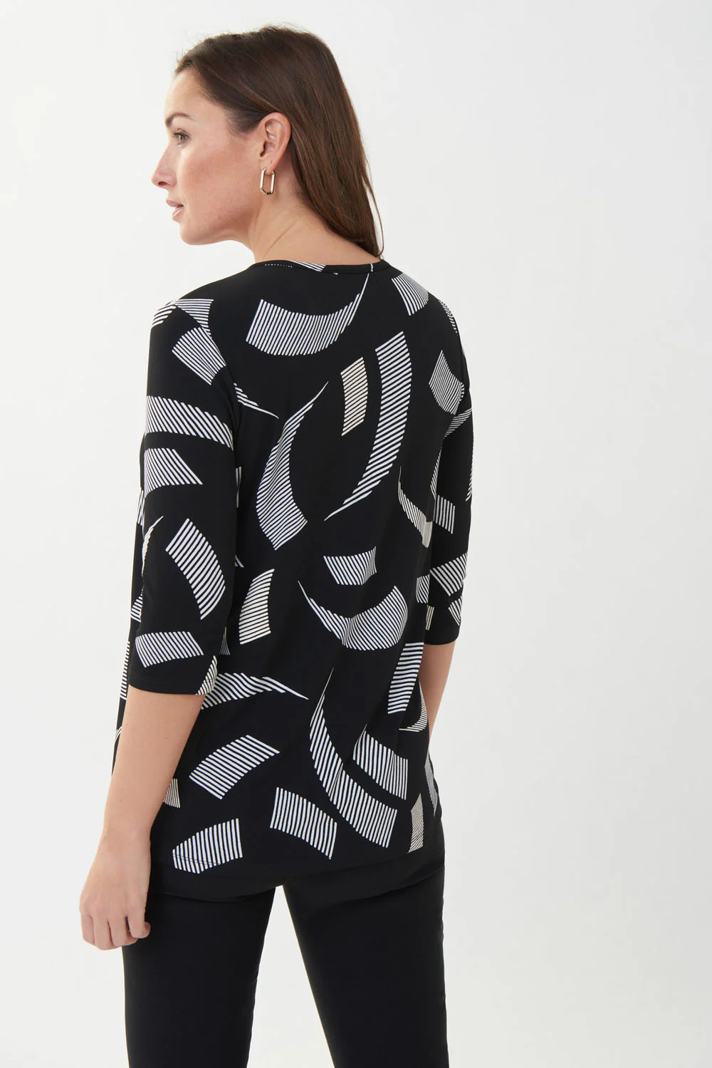 Joseph Ribkoff Black/Vanilla Keyhole Neck Tunic Style 223044 - Image 3