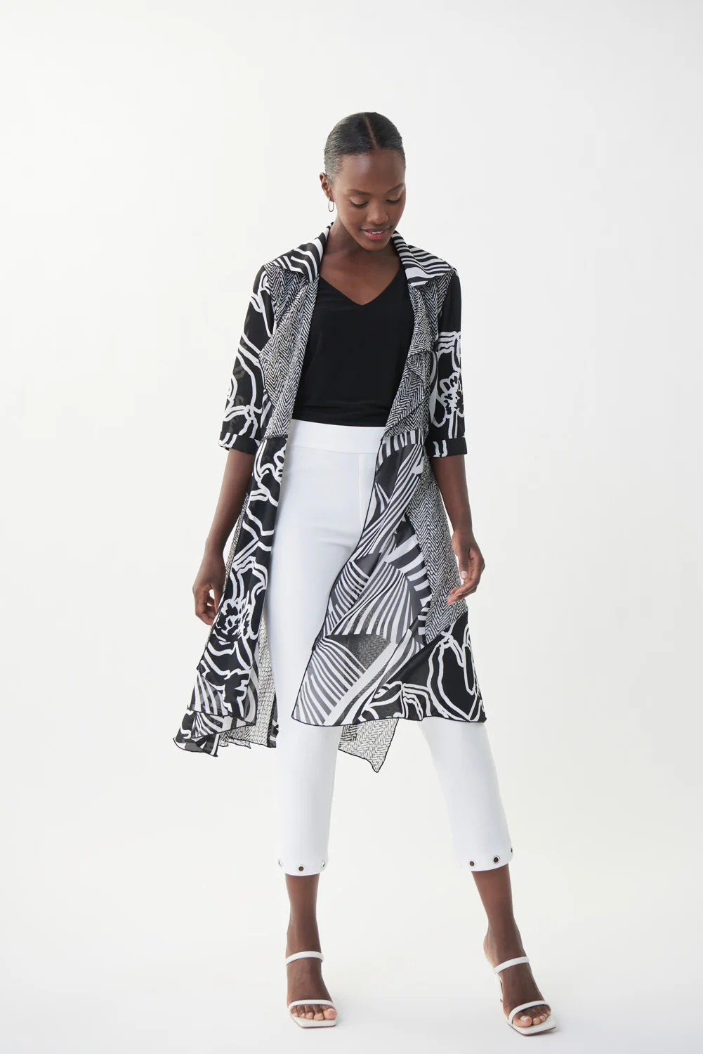 Joseph Ribkoff Black/Vanilla Long Cover Up Style 222269