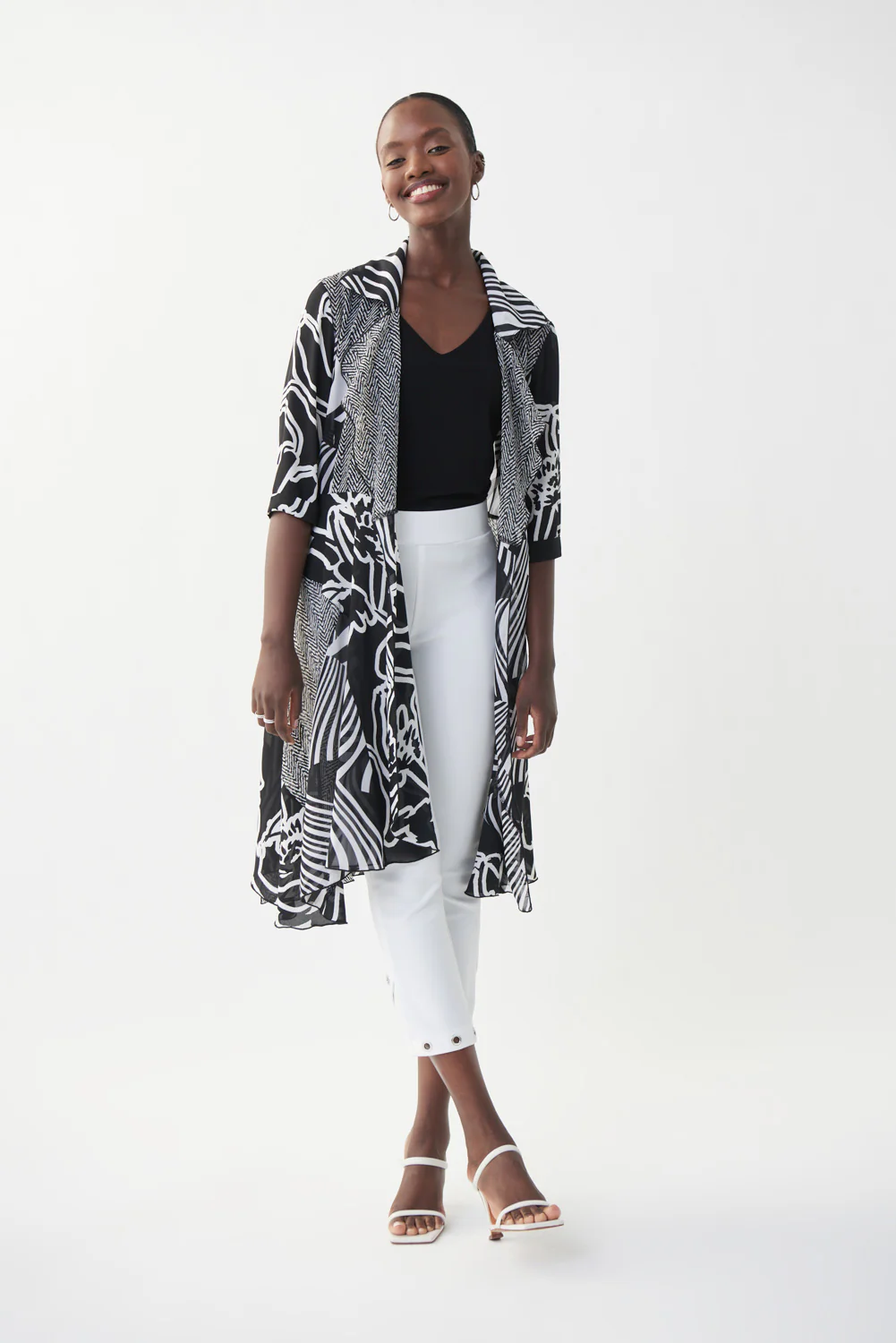 Joseph Ribkoff Black/Vanilla Long Cover Up Style 222269 - Image 2