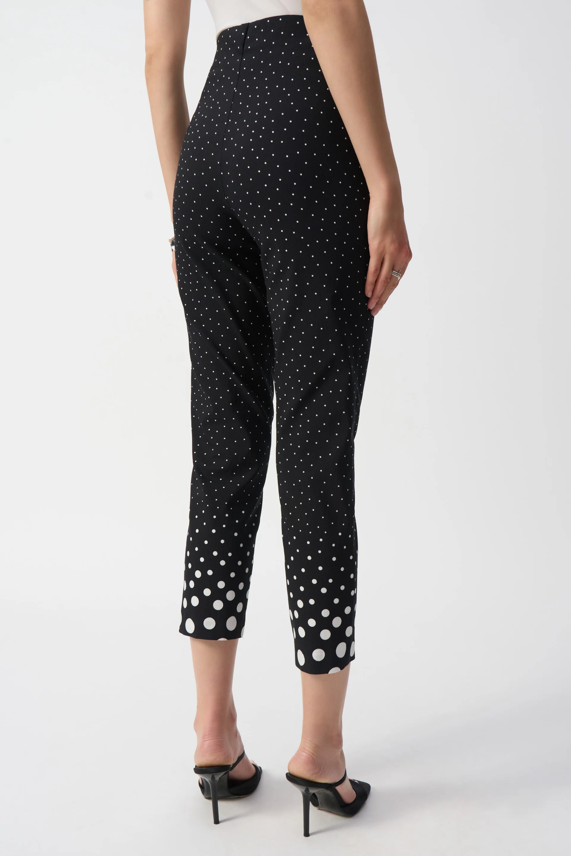 Joseph Ribkoff Black/Vanilla Millennium Dot Print Straight Pants Style 251223 - Image 2