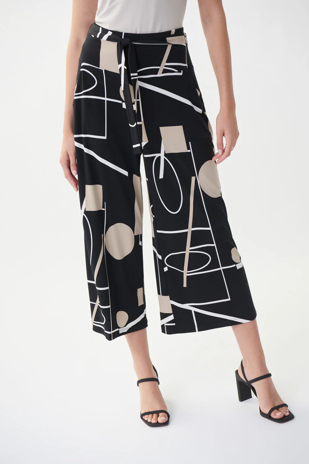 Joseph Ribkoff Black/Vanilla/Multi Printed Wide Leg Pants Style 222187