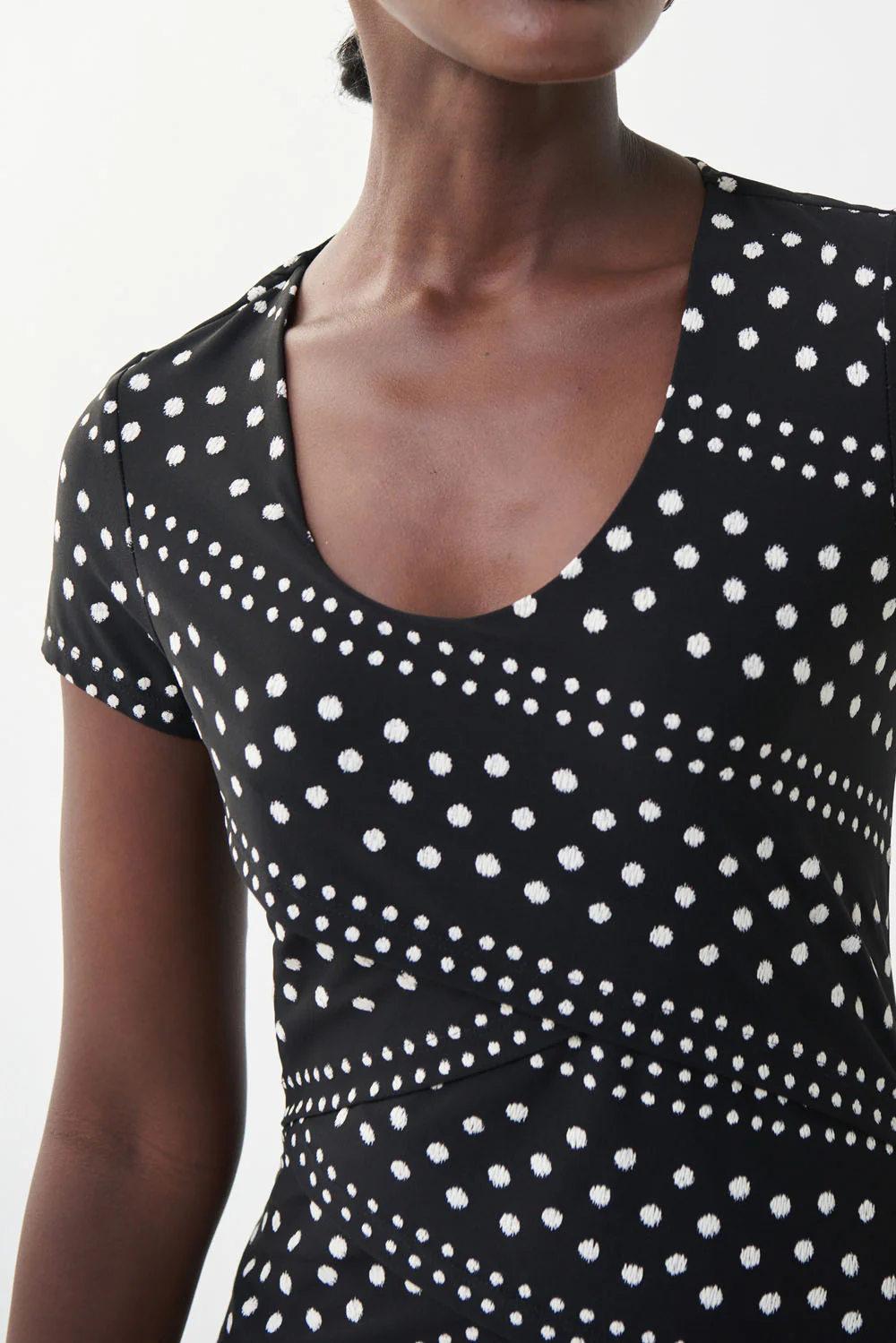 Joseph Ribkoff Black/Vanilla Polka Dot Dress Style 222015 - Image 3