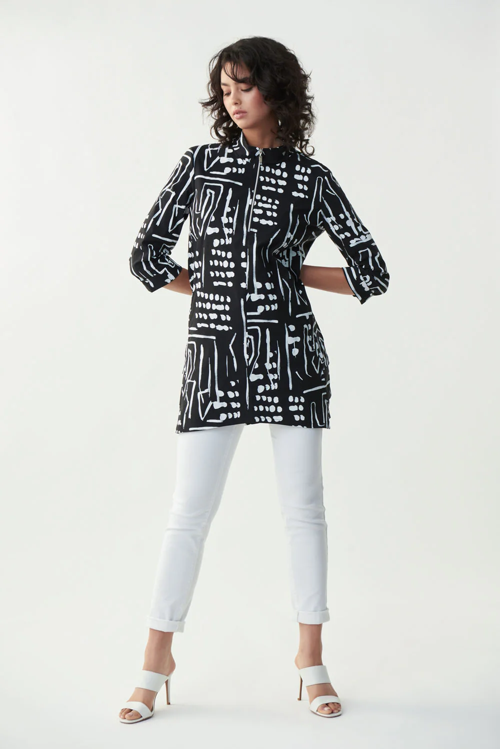 Joseph Ribkoff Black/Vanilla Printed Jacket Style 221156