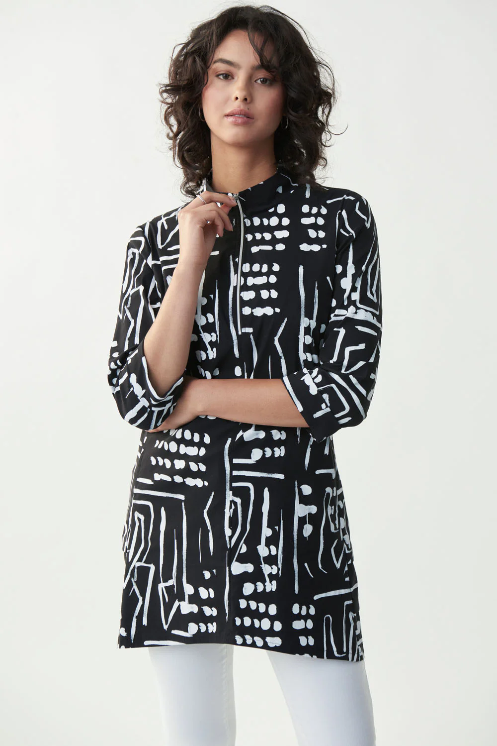 Joseph Ribkoff Black/Vanilla Printed Jacket Style 221156 - Image 2