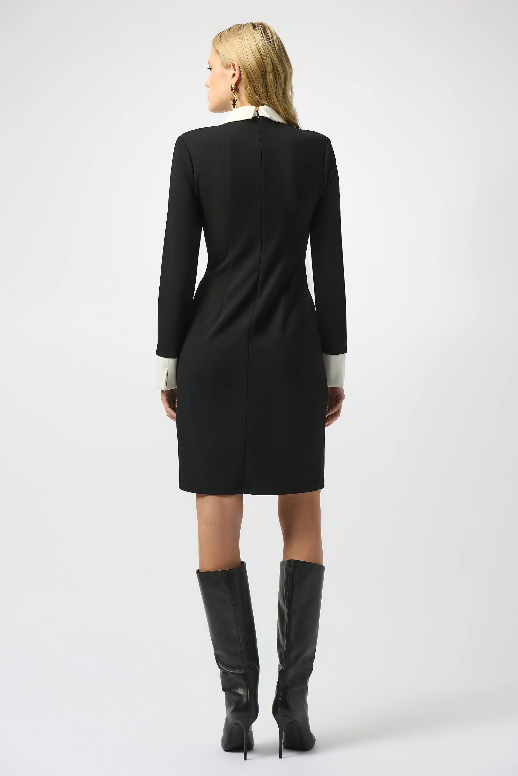 Joseph Ribkoff Black/Vanilla Colour-Block Shift Dress Style 253180 - Image 3