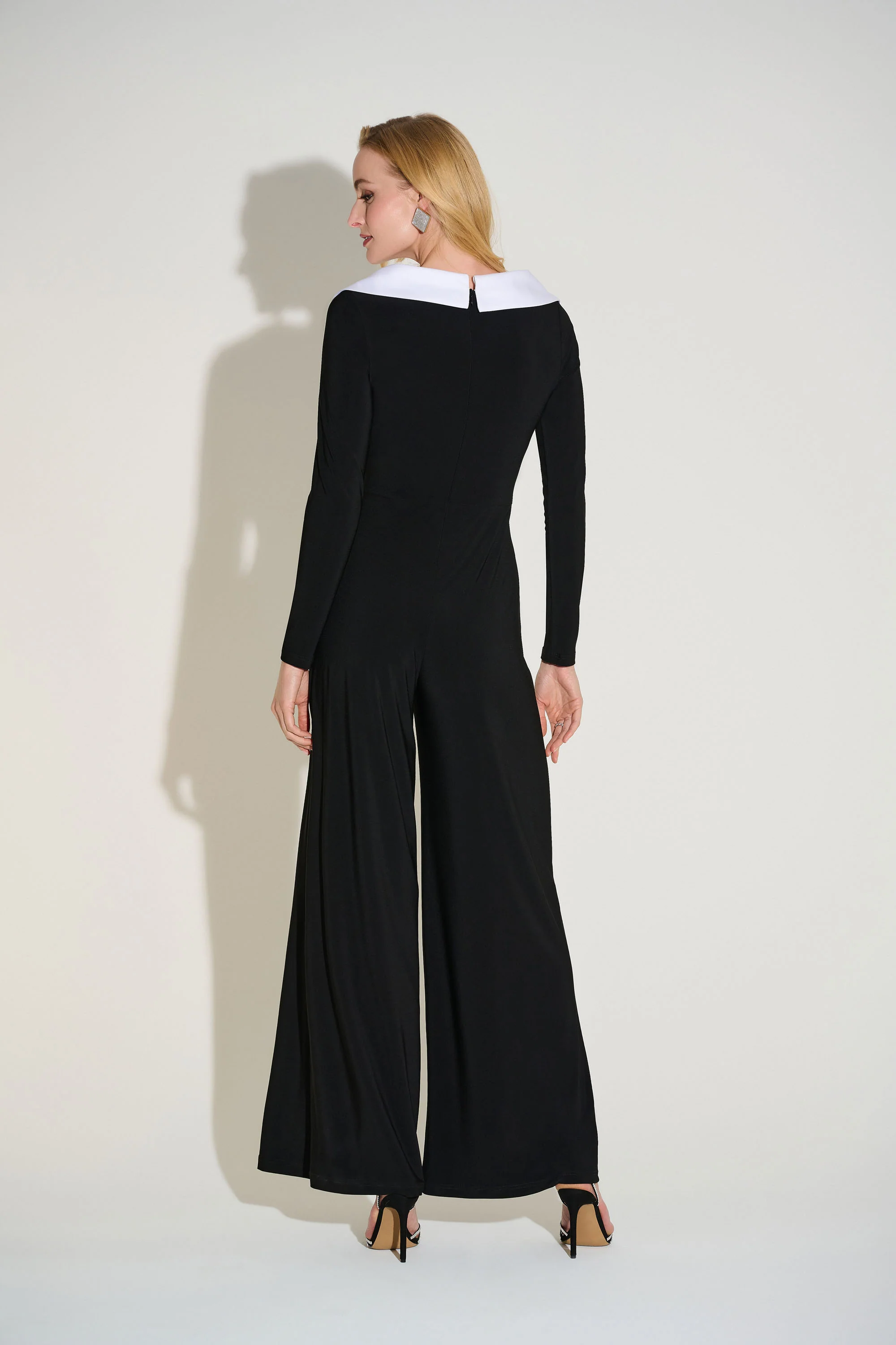 Joseph Ribkoff Black/Vanilla Wide Leg Jumpsuit Style 253705 - Image 3