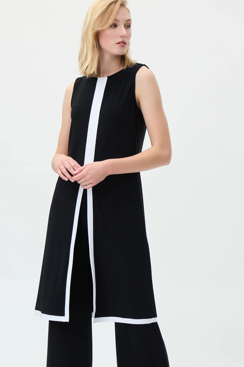 Joseph Ribkoff Black/Vanilla Sleeveless Tunic Style 231032 - Image 2