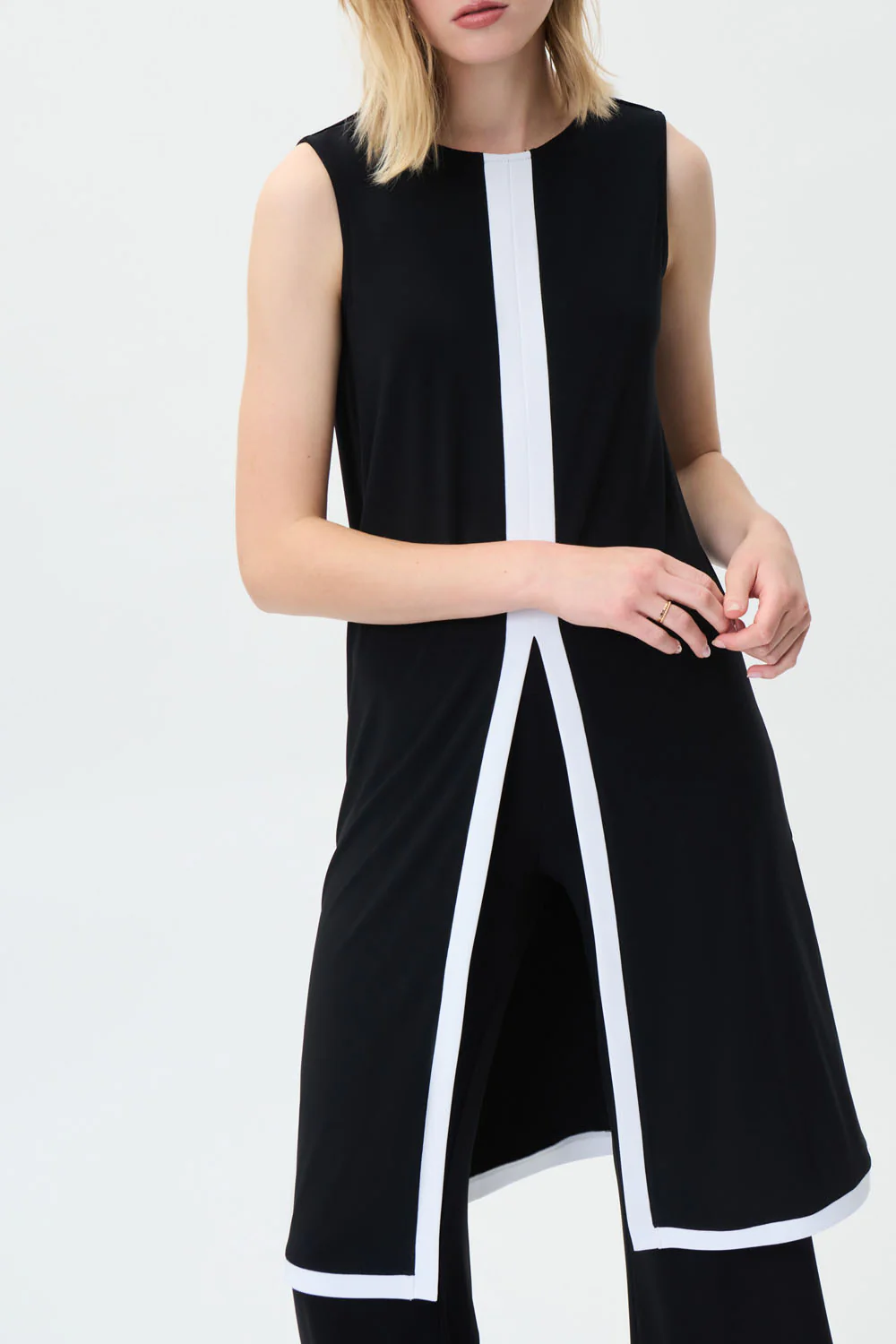 Joseph Ribkoff Black/Vanilla Sleeveless Tunic Style 231032 - Image 3