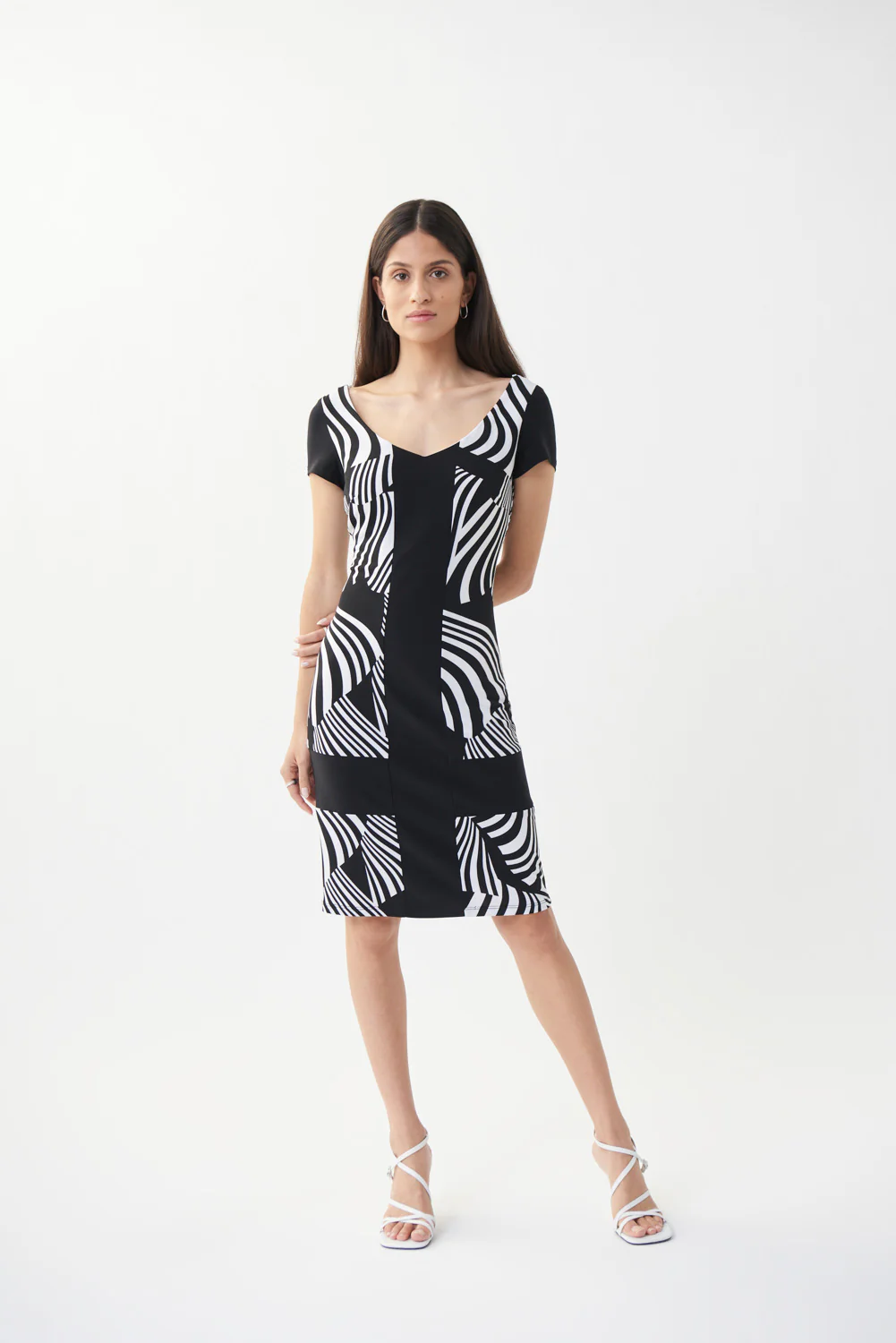 Joseph Ribkoff Black/Vanilla Stripped Dress Style 222056