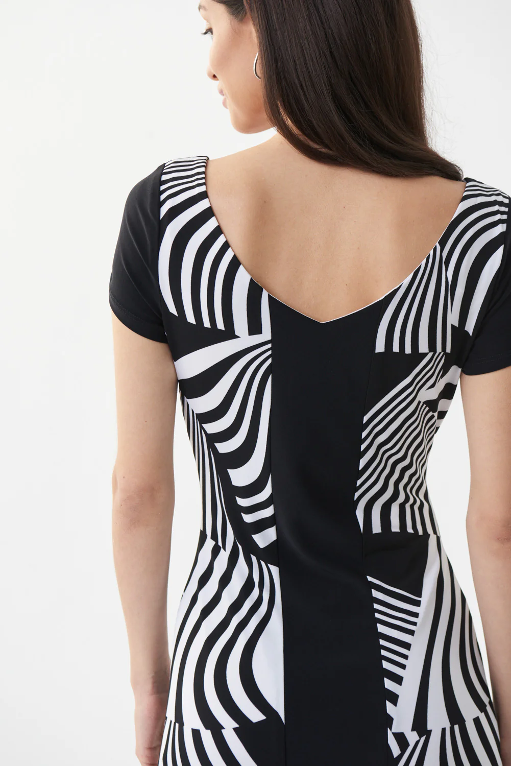 Joseph Ribkoff Black/Vanilla Stripped Dress Style 222056 - Image 5