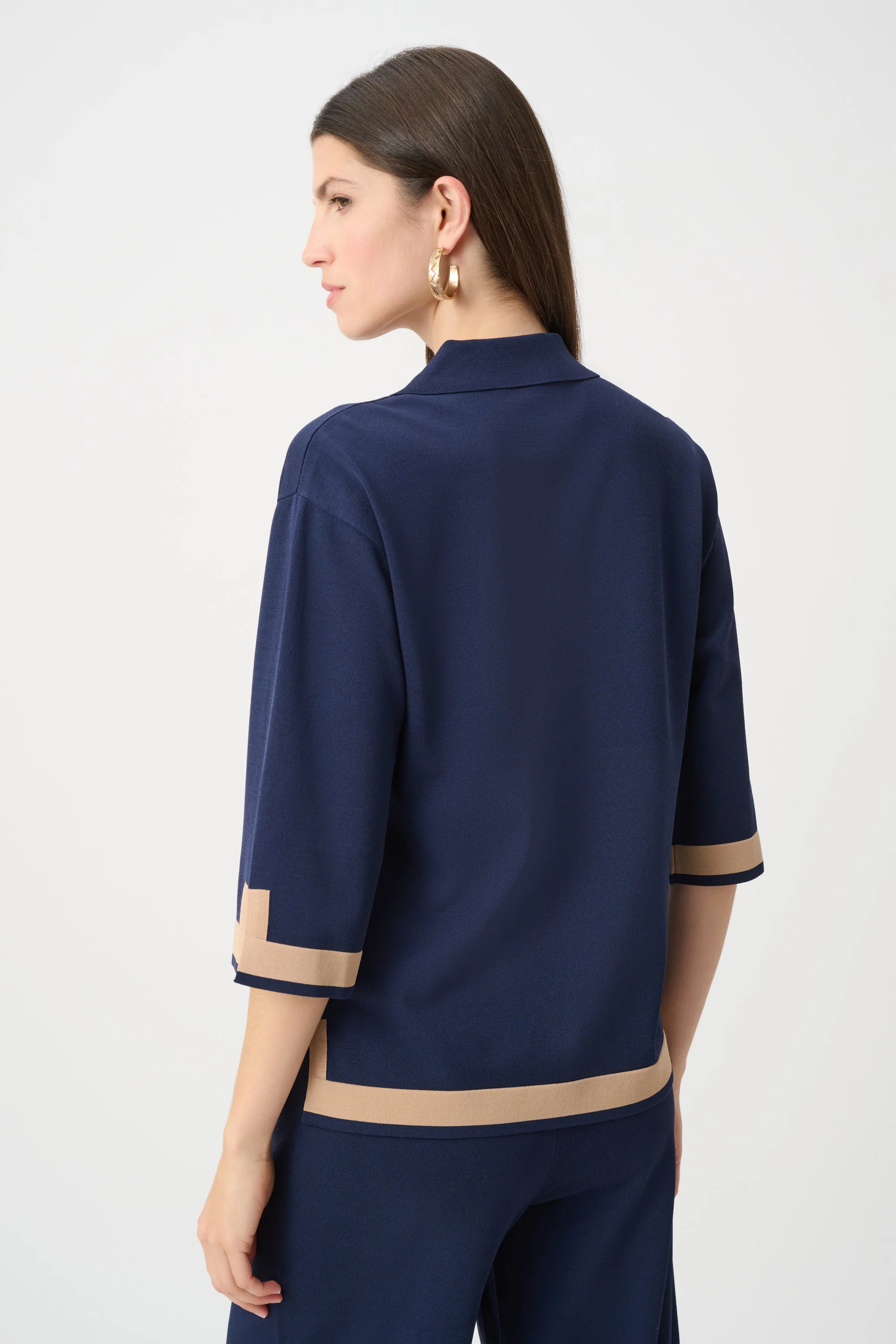 Joseph Ribkoff Black/Vanilla Sweater Knit Colour Block Top Style 253909 - Image 3
