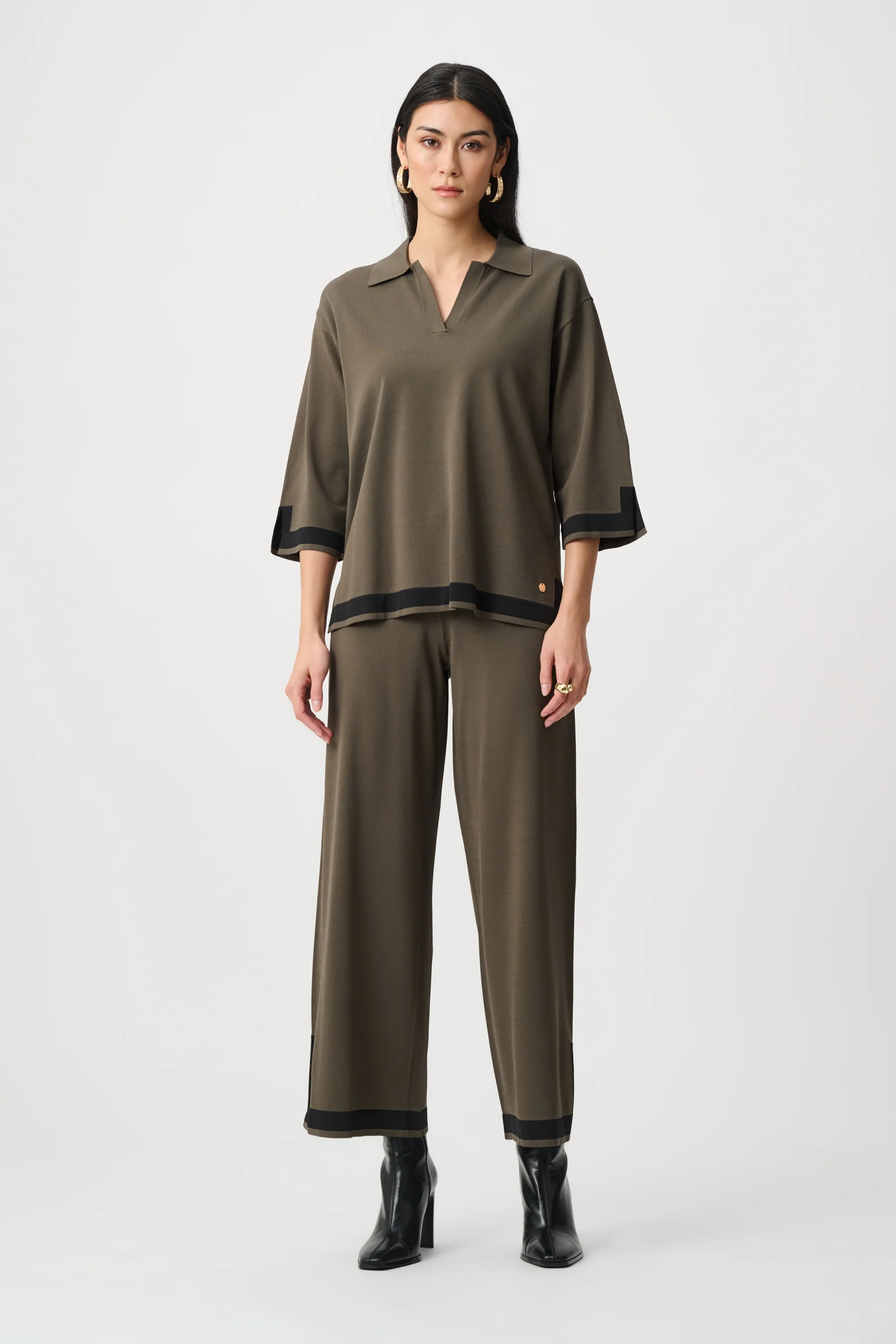 Joseph Ribkoff Black/Vanilla Sweater Knit Colour Block Top Style 253909 - Image 5