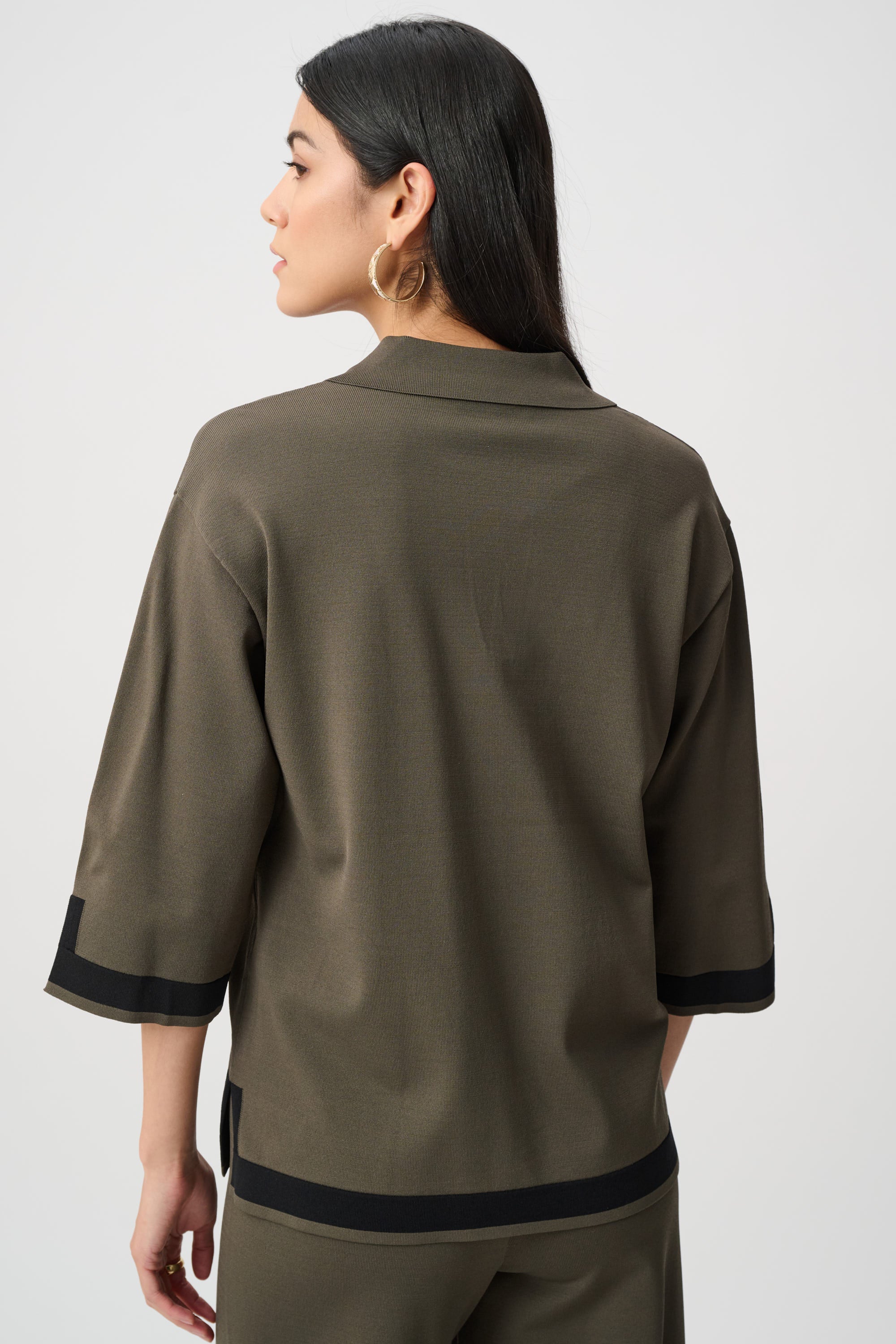 Joseph Ribkoff Black/Vanilla Sweater Knit Colour Block Top Style 253909 - Image 6