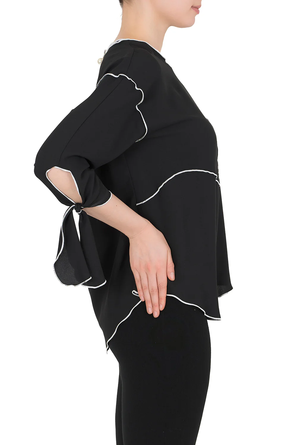 Joseph Ribkoff Black/Vanilla Top Style 191275 - Image 2