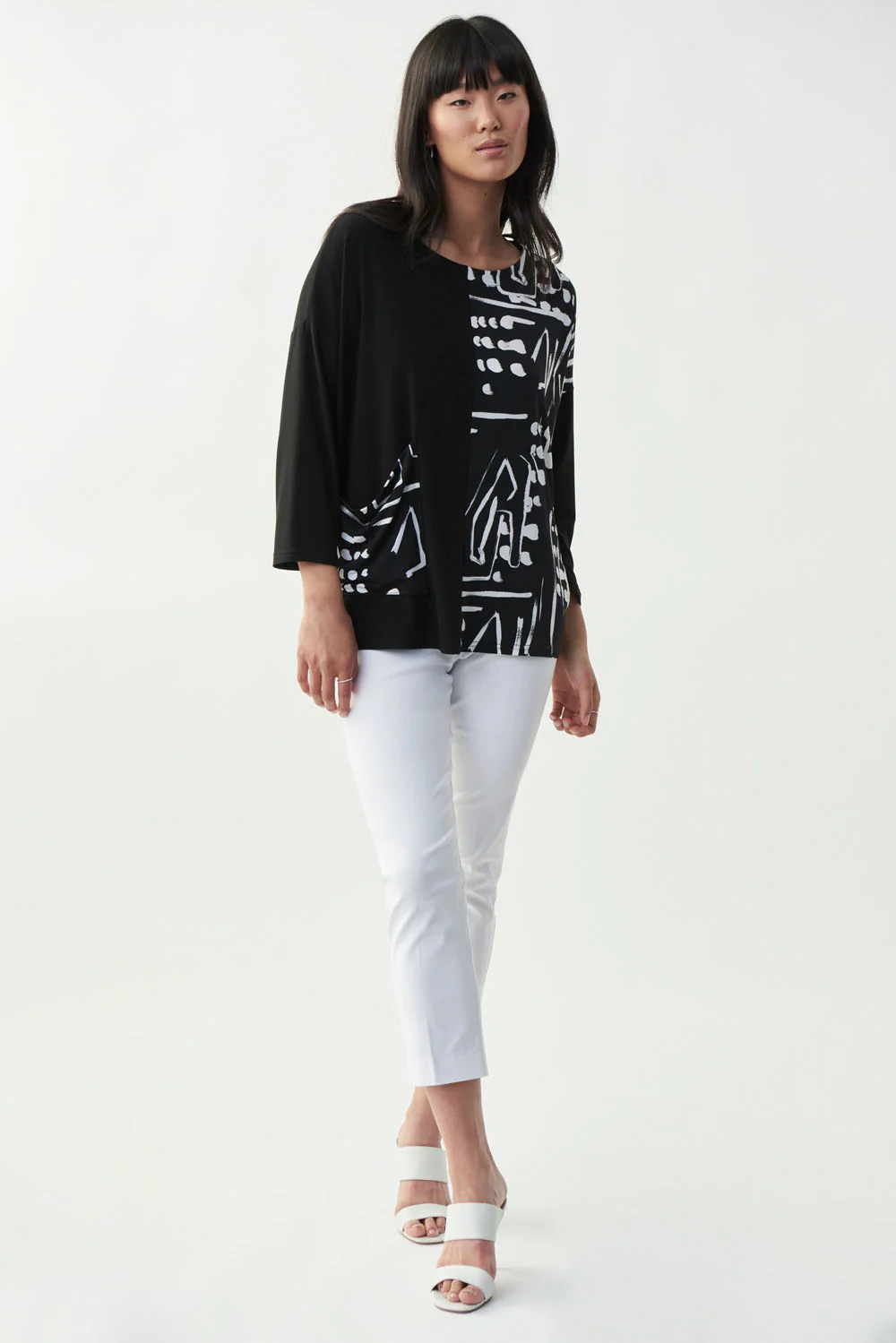 Joseph Ribkoff Black/Vanilla Top Style 221116 - Image 2