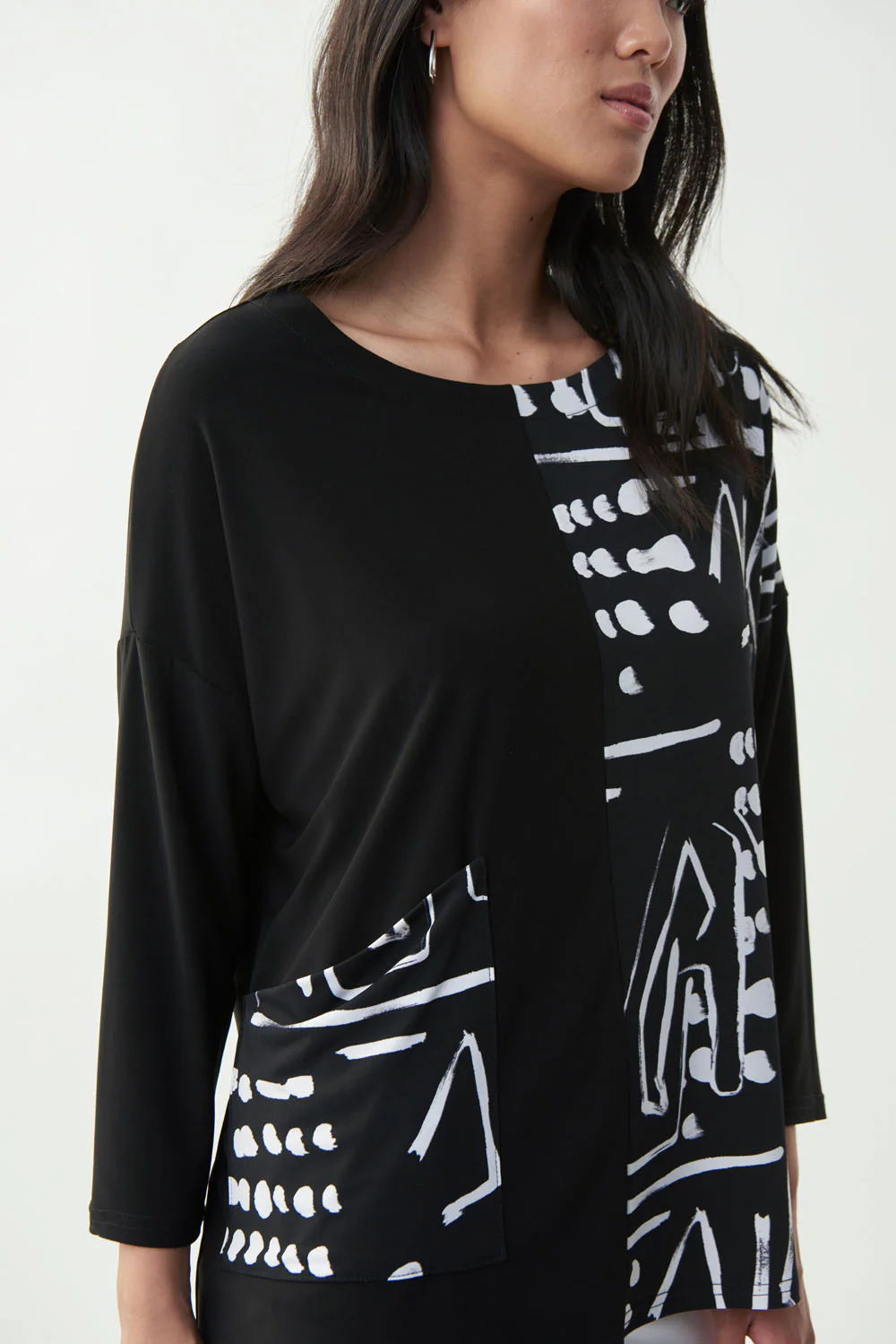 Joseph Ribkoff Black/Vanilla Top Style 221116 - Image 3