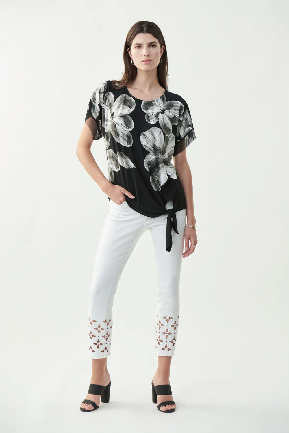 Joseph Ribkoff Black/Vanilla Top Style 221168 - Image 2