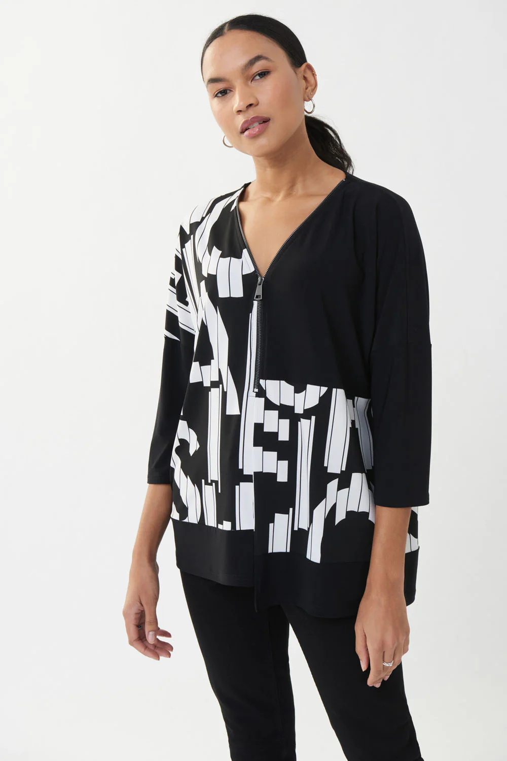 Joseph Ribkoff Black/Vanilla Top Style 223189 - Image 2