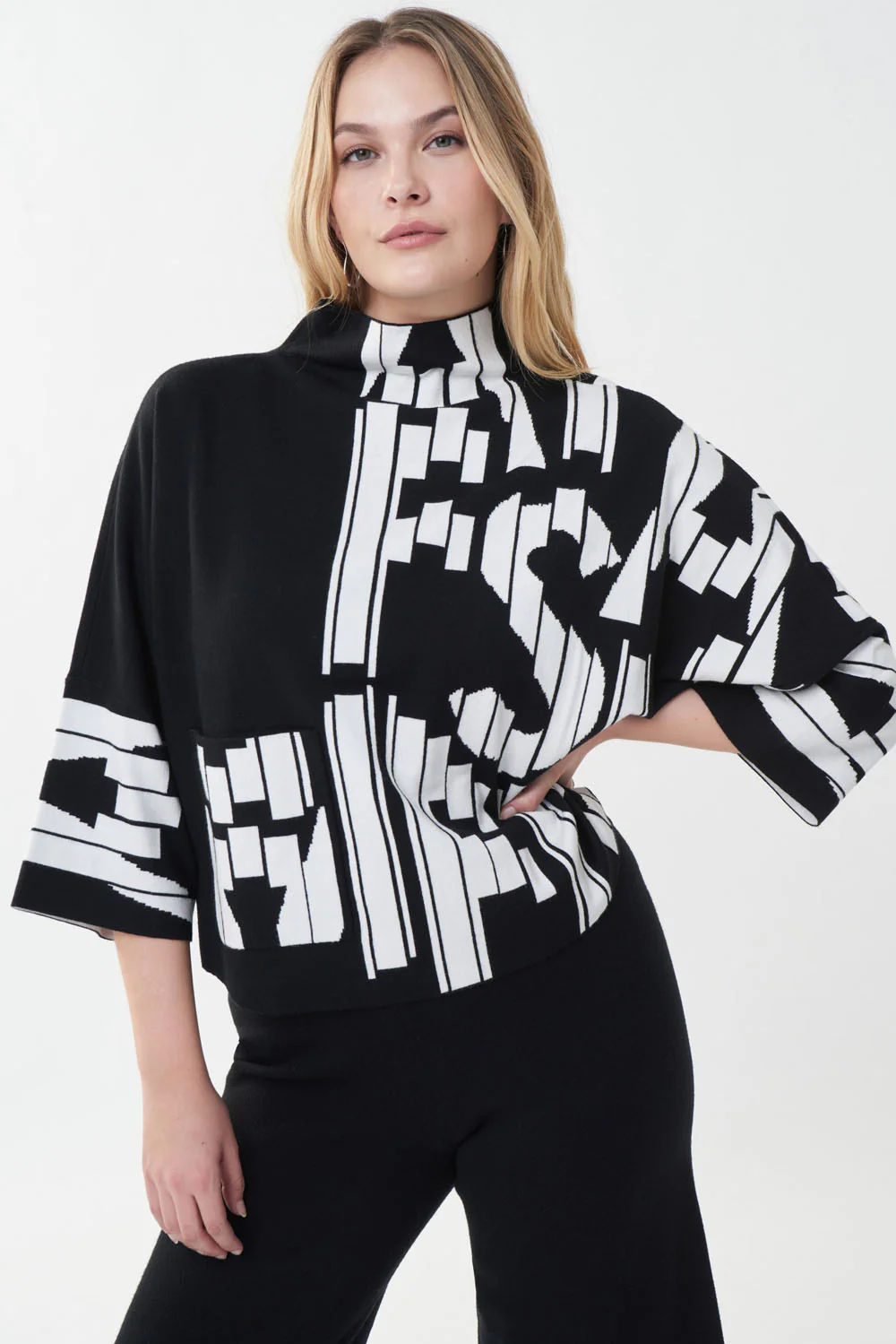 Joseph Ribkoff Black/Vanilla Top Style 223948 - Image 2
